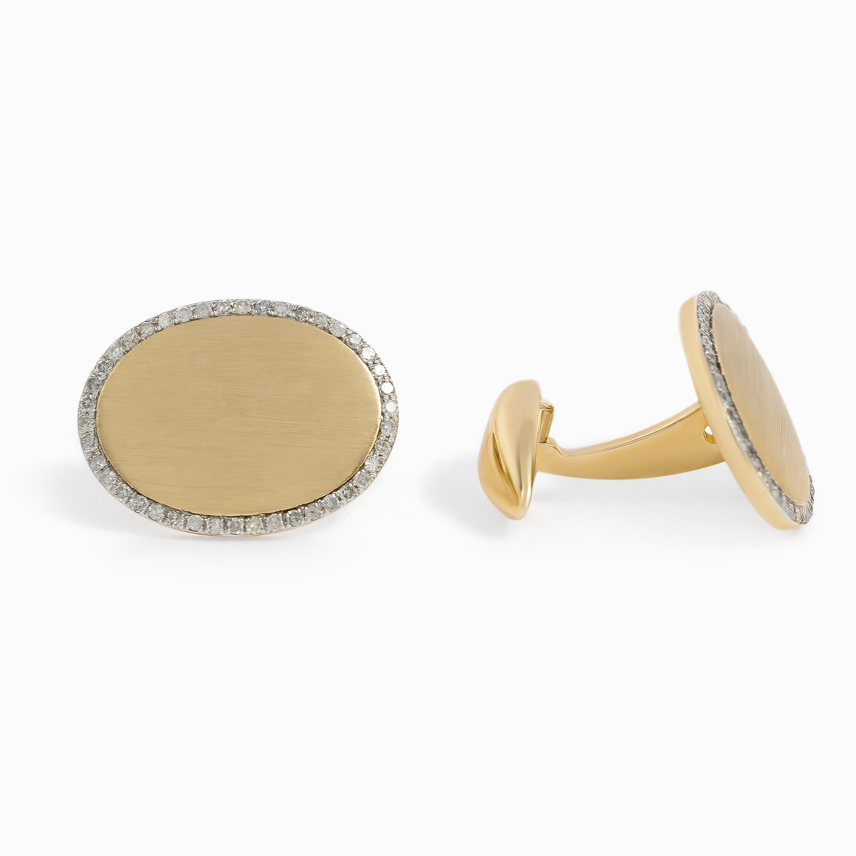 Yellow Gold Cufflinks with Diamond Only Stones