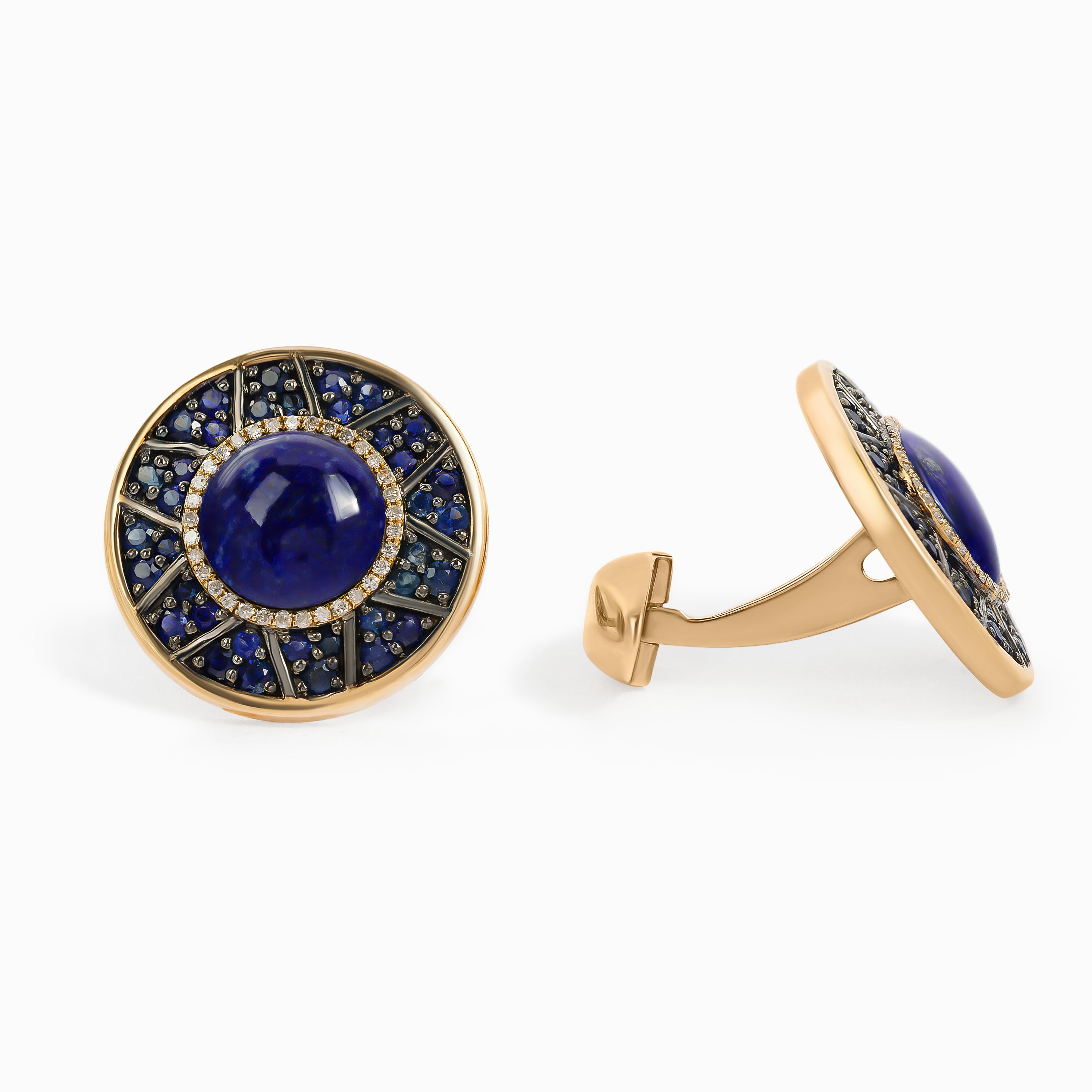 Rose Gold Cufflinks with Sapphire Stones