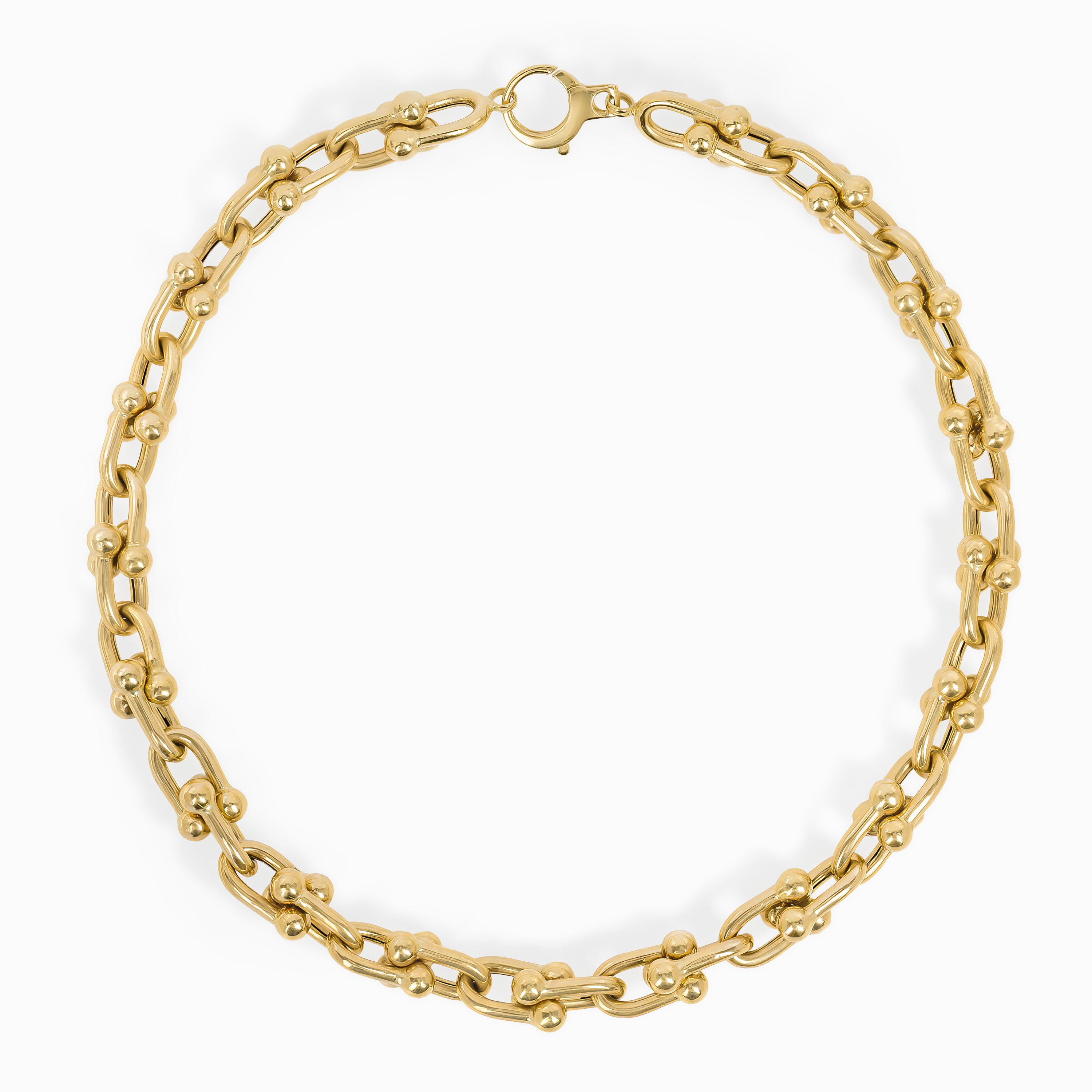 Yellow Gold Chain Necklace With Stones