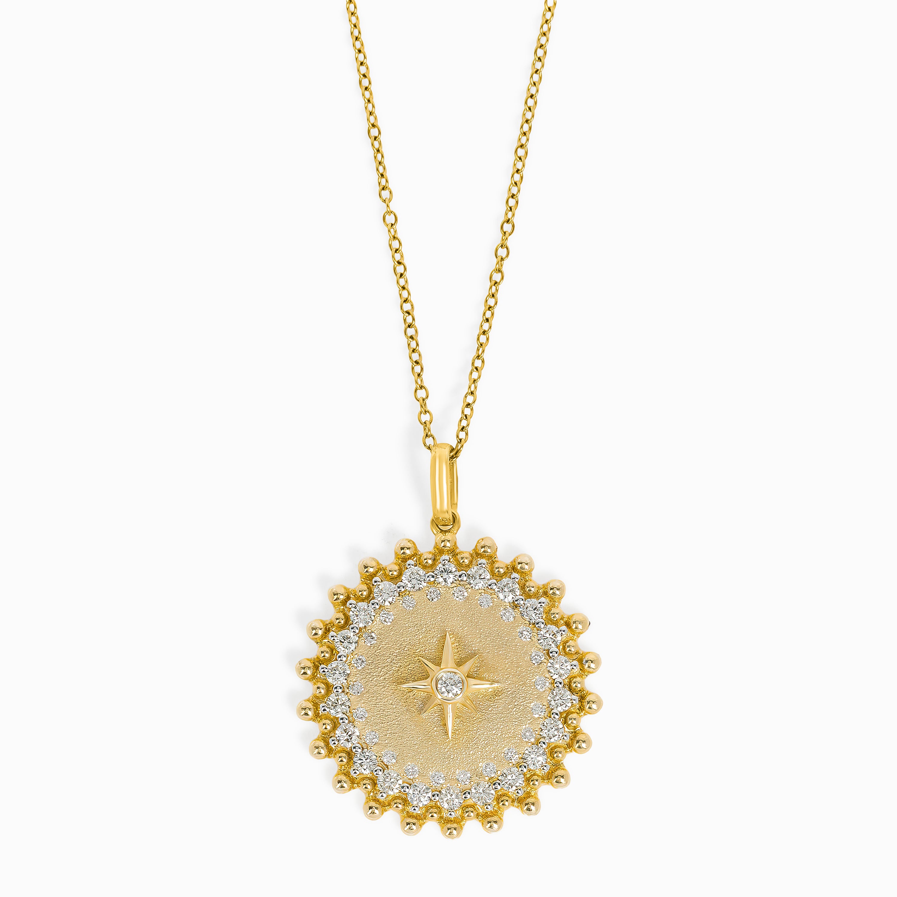 Yellow Gold Pendant Necklace with Diamond Only Stones