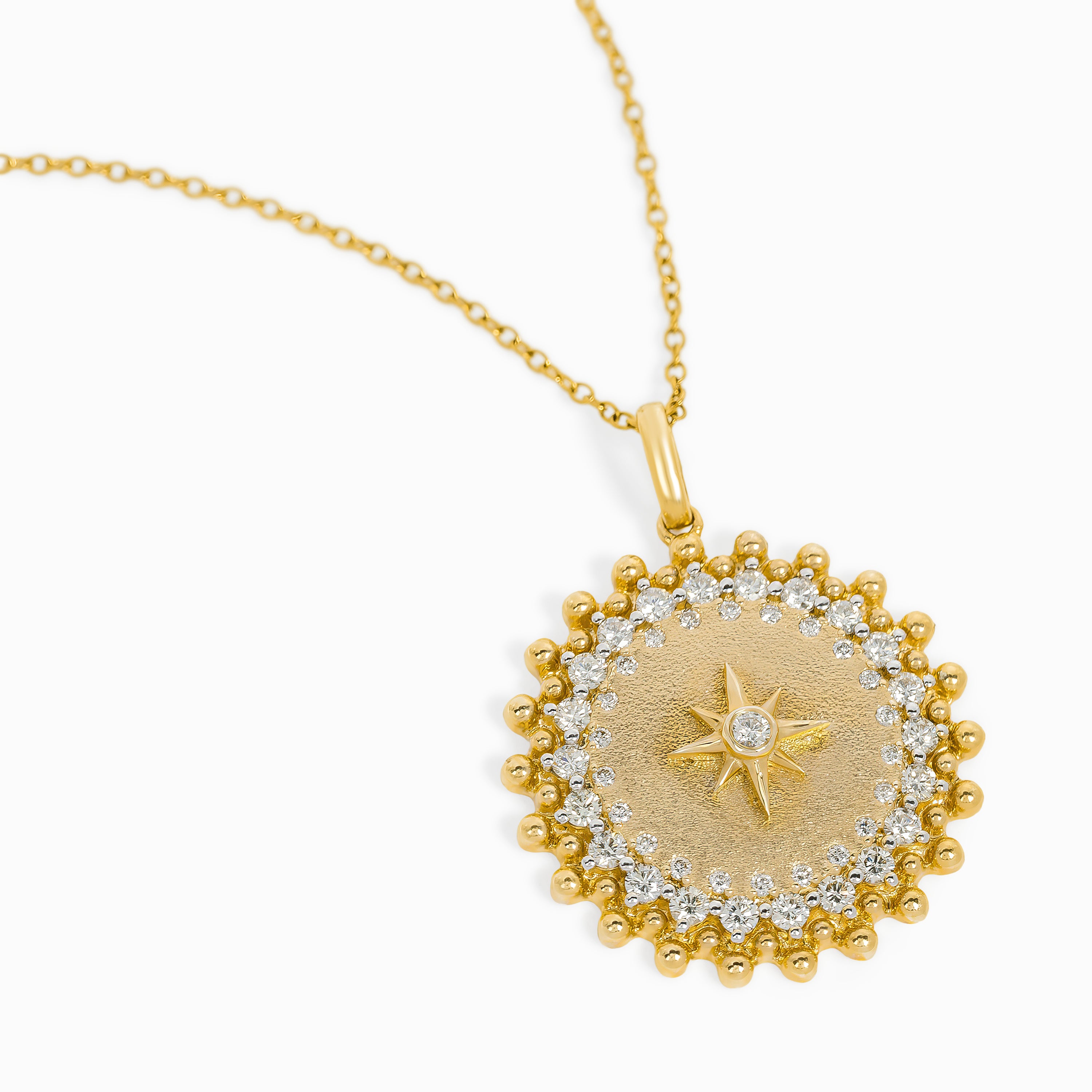 Yellow Gold Pendant Necklace with Diamond Only Stones