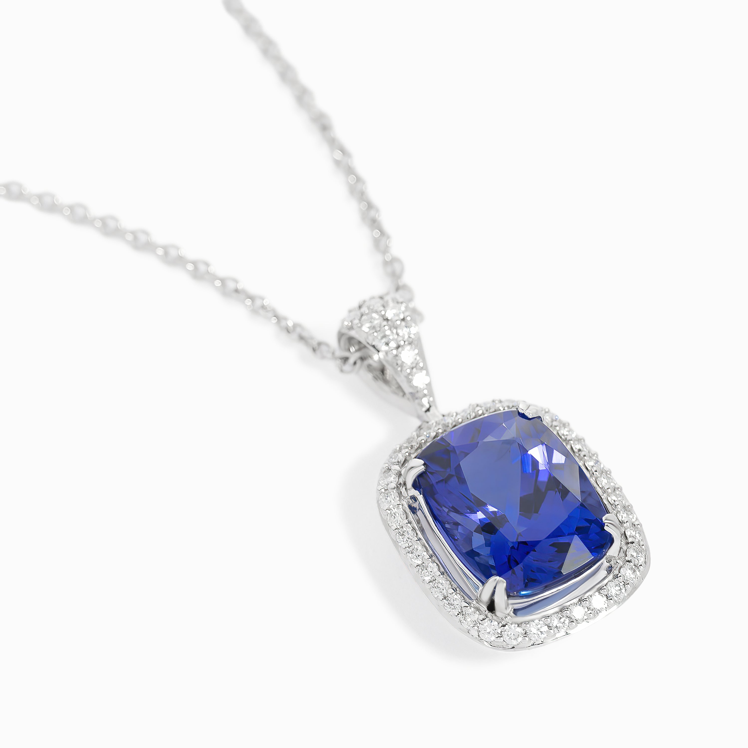 White Gold Pendant Necklace with Tanzanite Stones