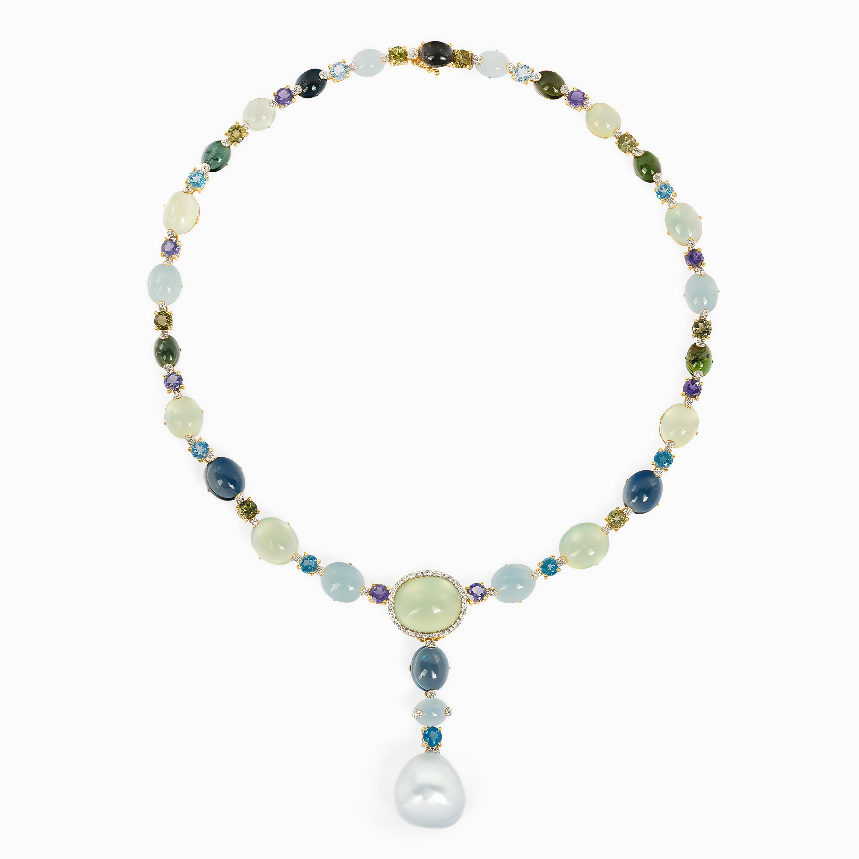 Rose Gold Gemstone Necklace with Stones