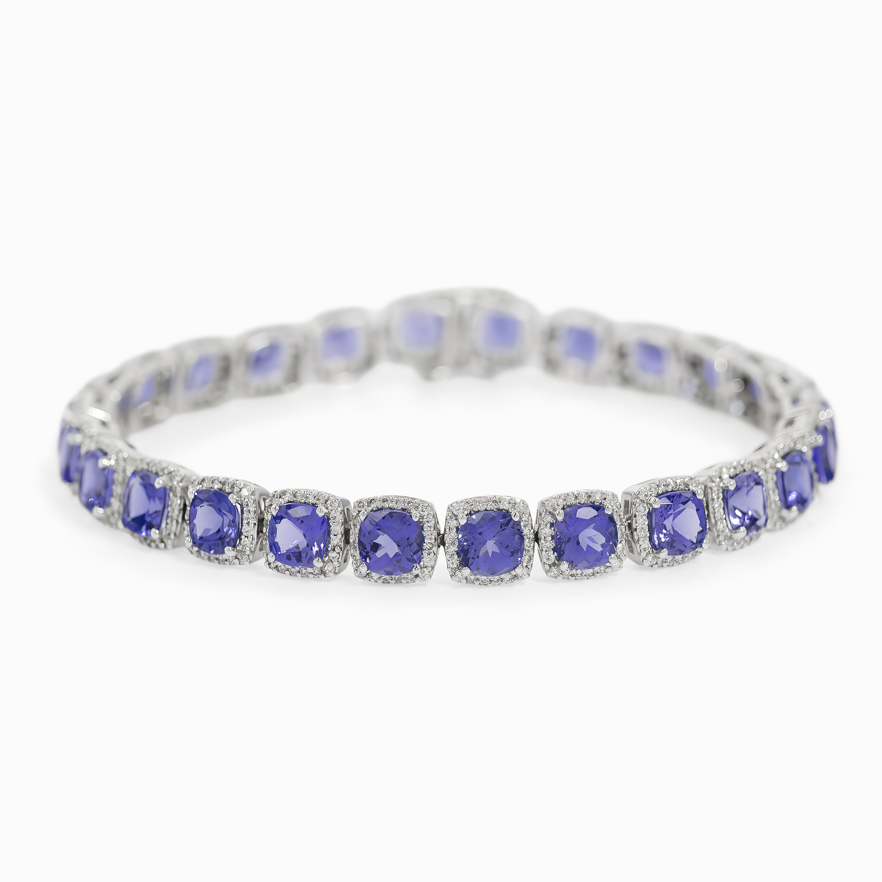 White Gold Tennis Bracelet with Tanzanite Stones