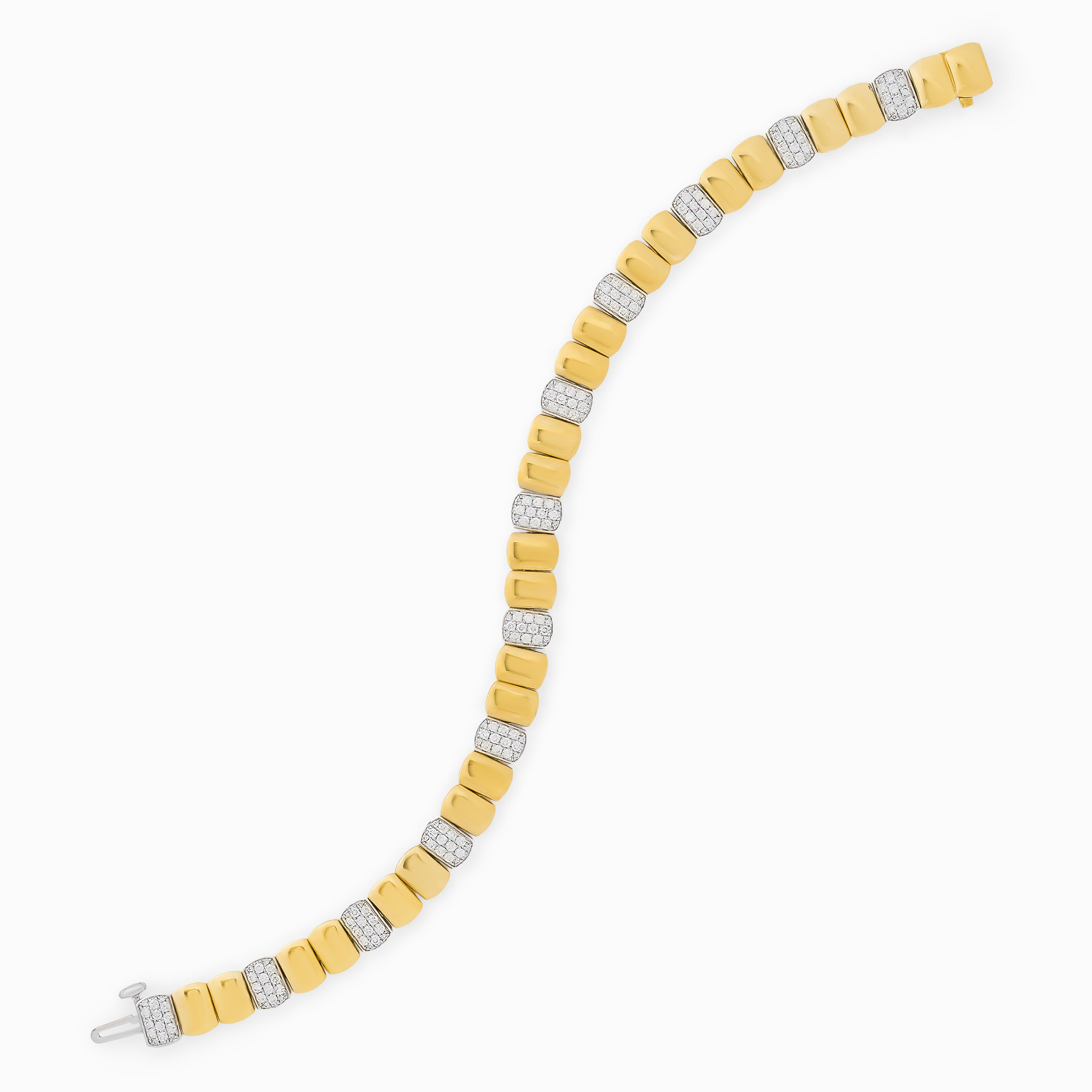 Yellow Gold Chain Bracelet with Diamond Only Stones