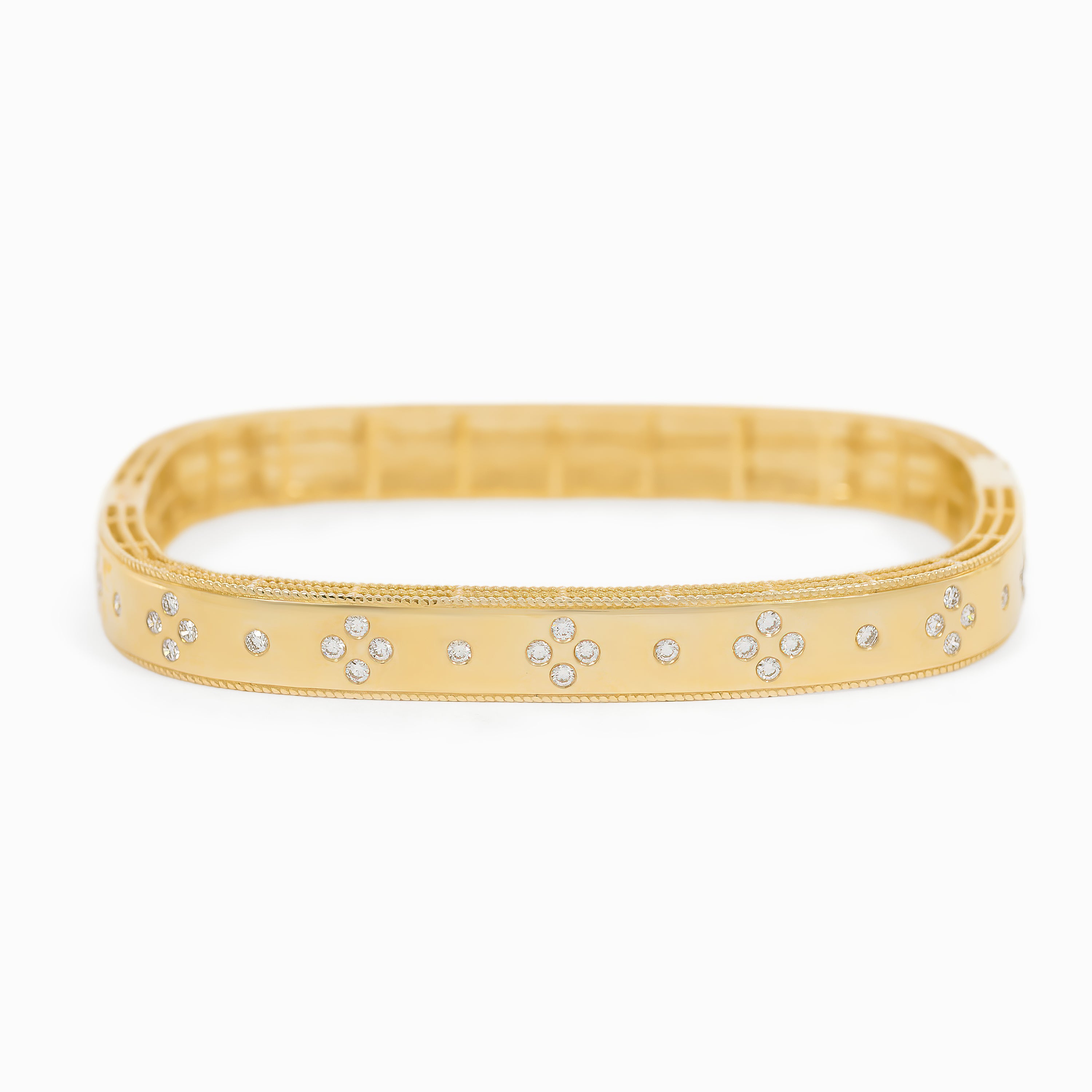 Yellow Gold Bangle Bracelet with Diamond Only Stones