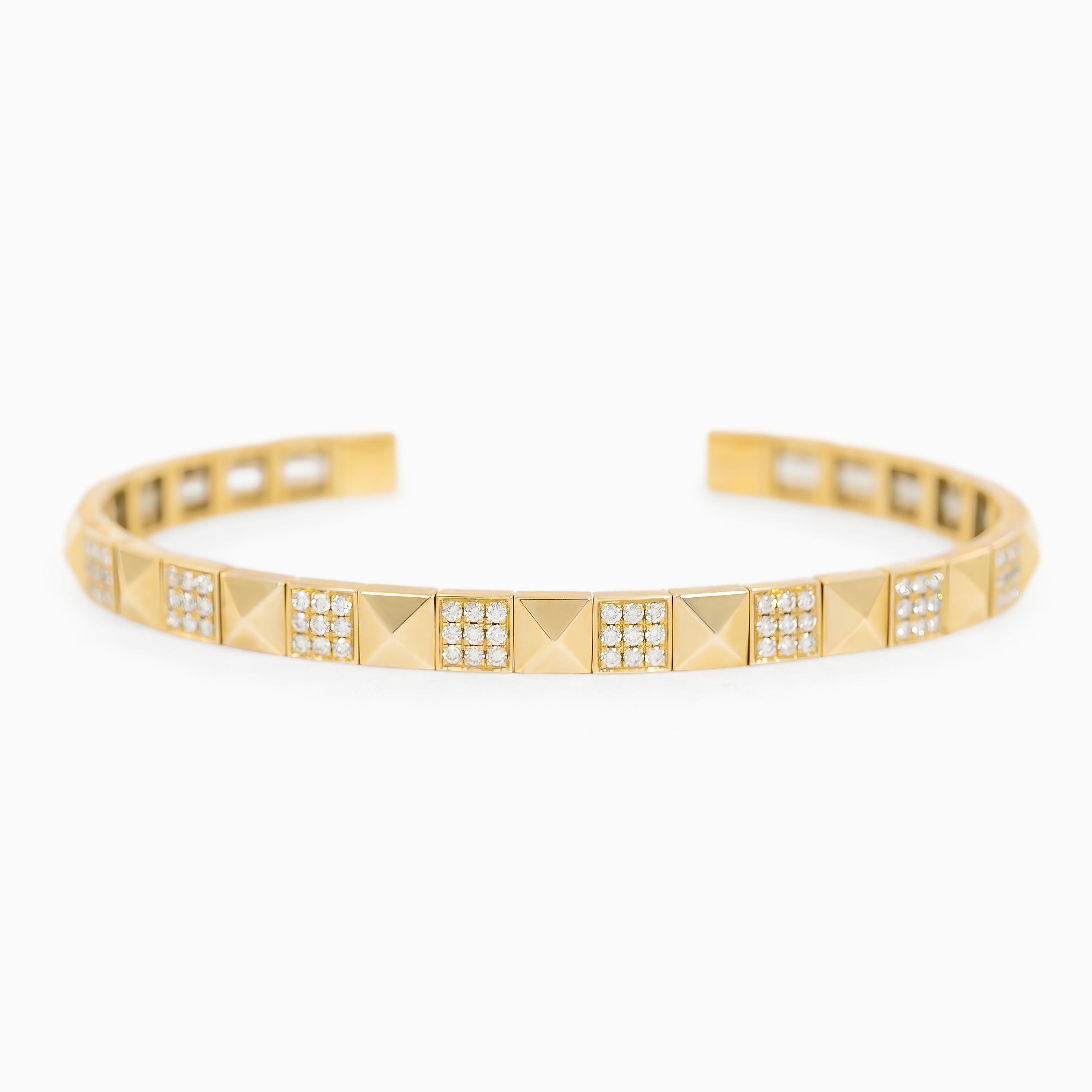 Yellow Gold Bangle Bracelet with Diamond Only Stones