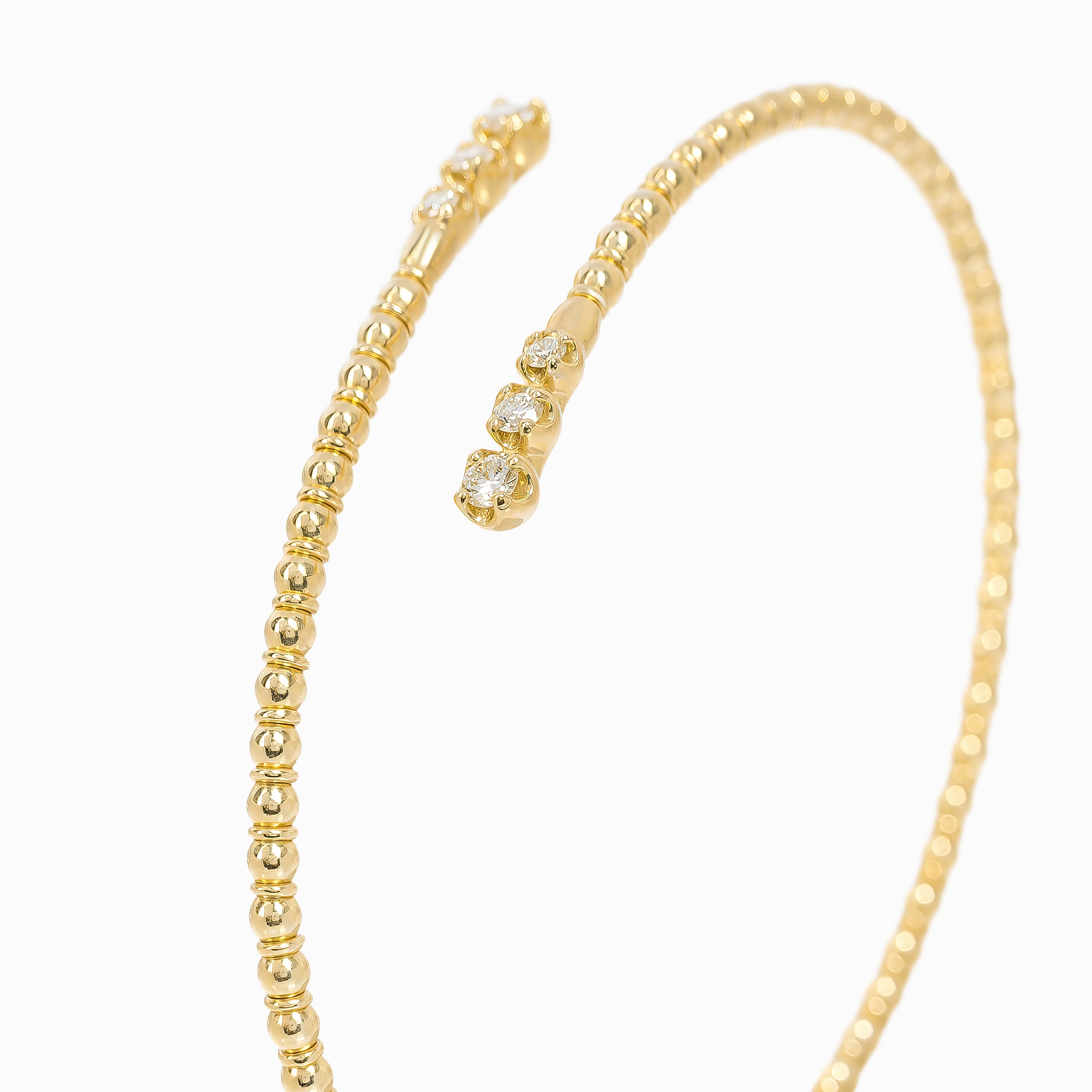 Yellow Gold Bangle Bracelet with Diamond Only Stones