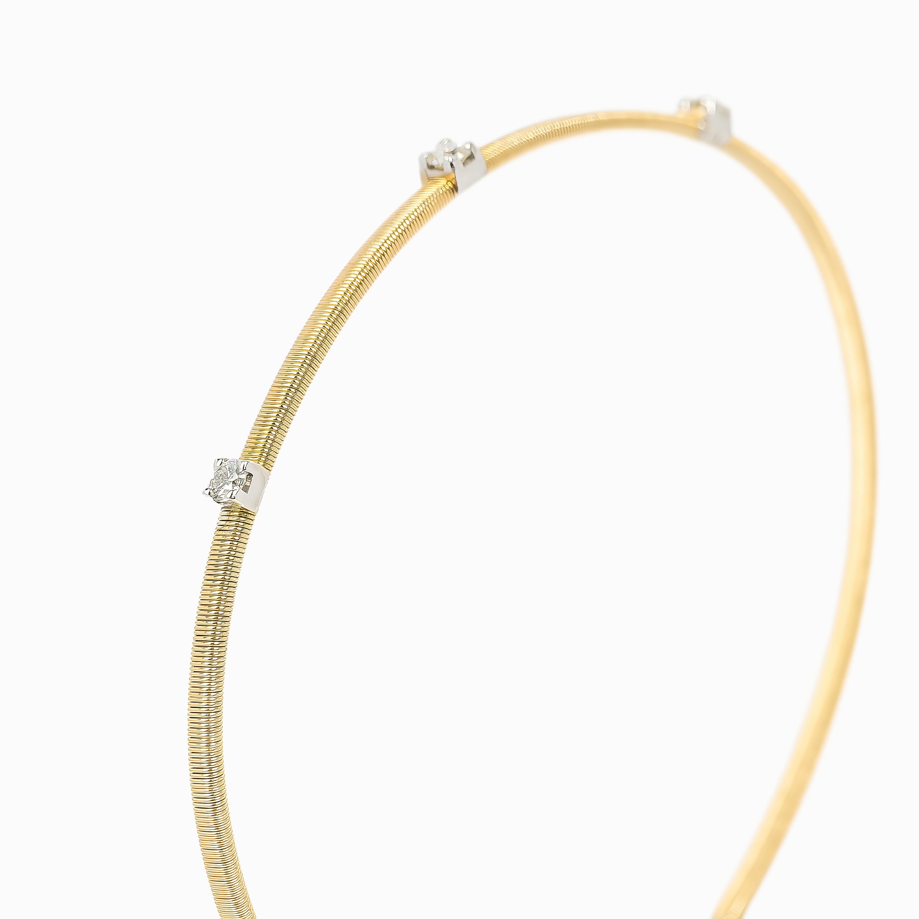 Yellow Gold Bangle Bracelet with Diamond Only Stones