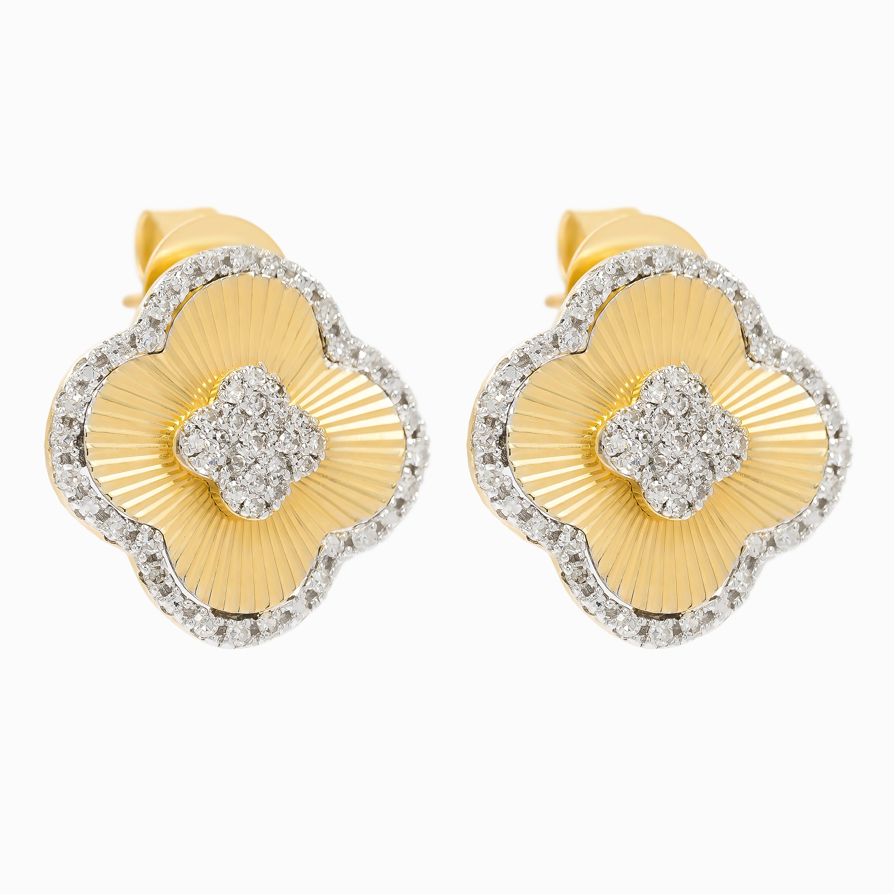 Yellow Gold Stud Earrings with Diamond Only Stones