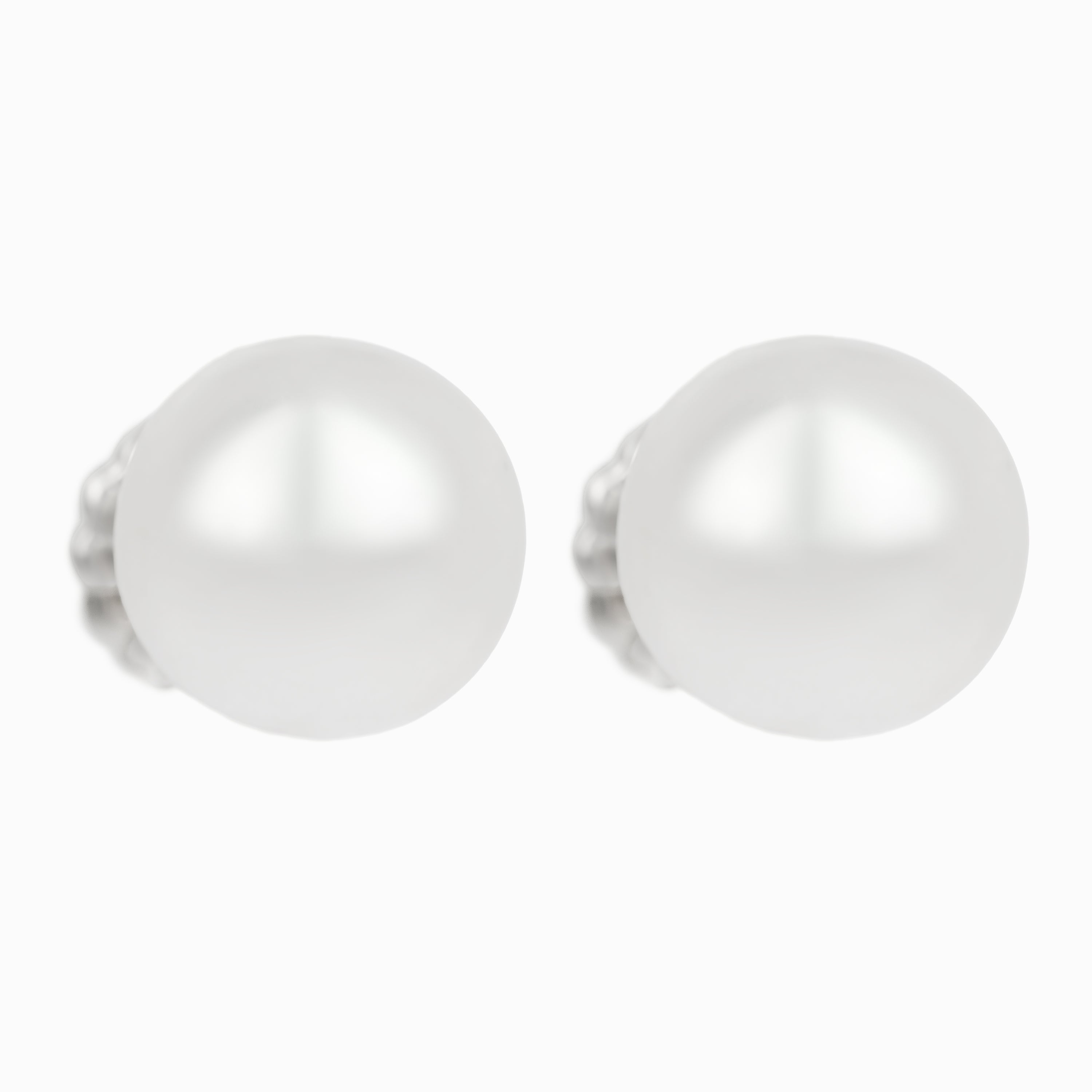 White Gold Stud Earrings With Pearl Stones