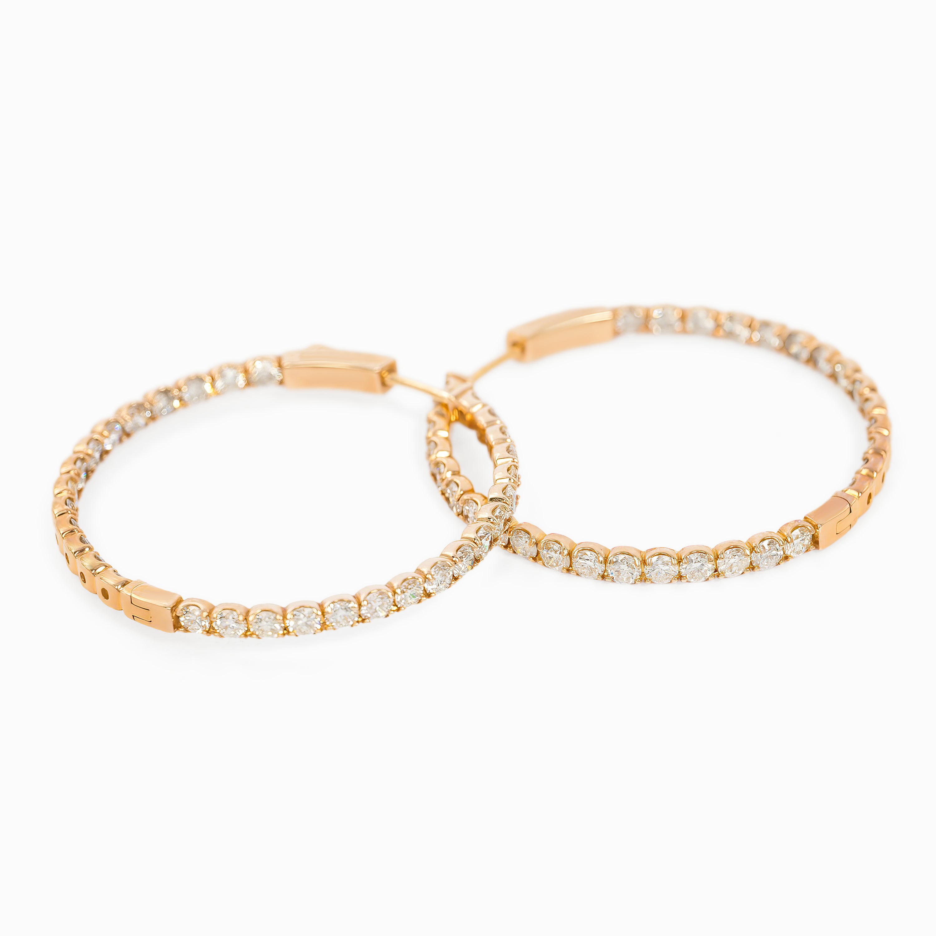 Rose Gold Hoop Earrings with Diamond Only Stones