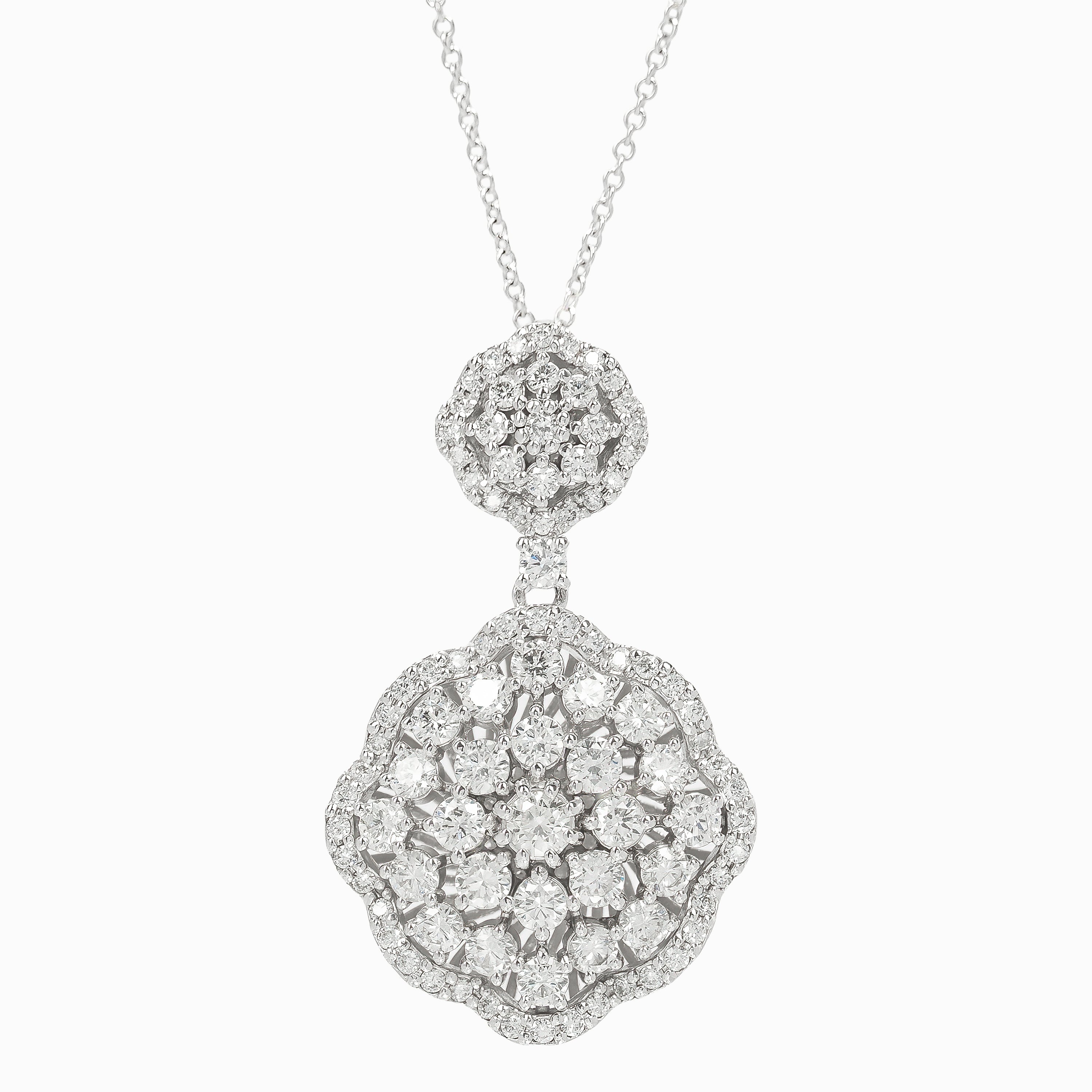 White Gold Pendant Necklace with Diamond Only Stones