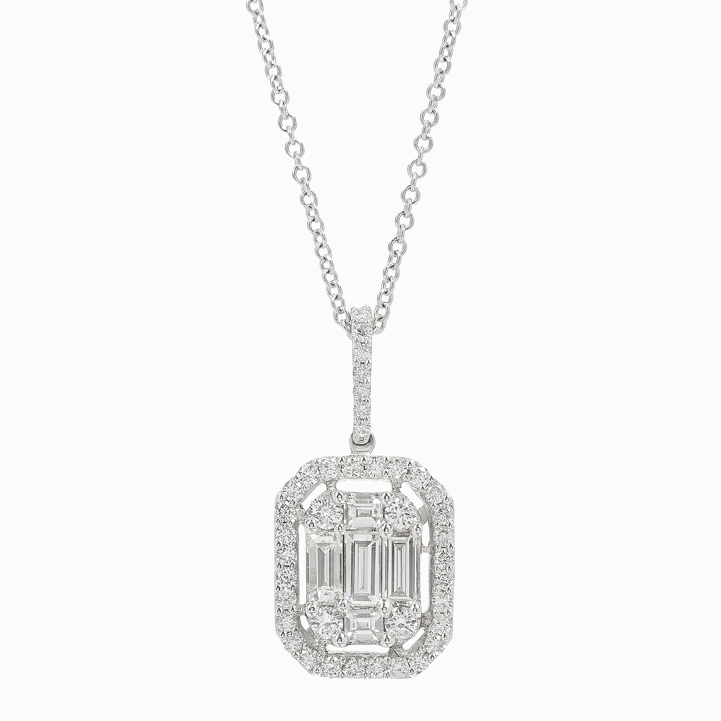 White Gold Pendant Necklace with Diamond Only Stones