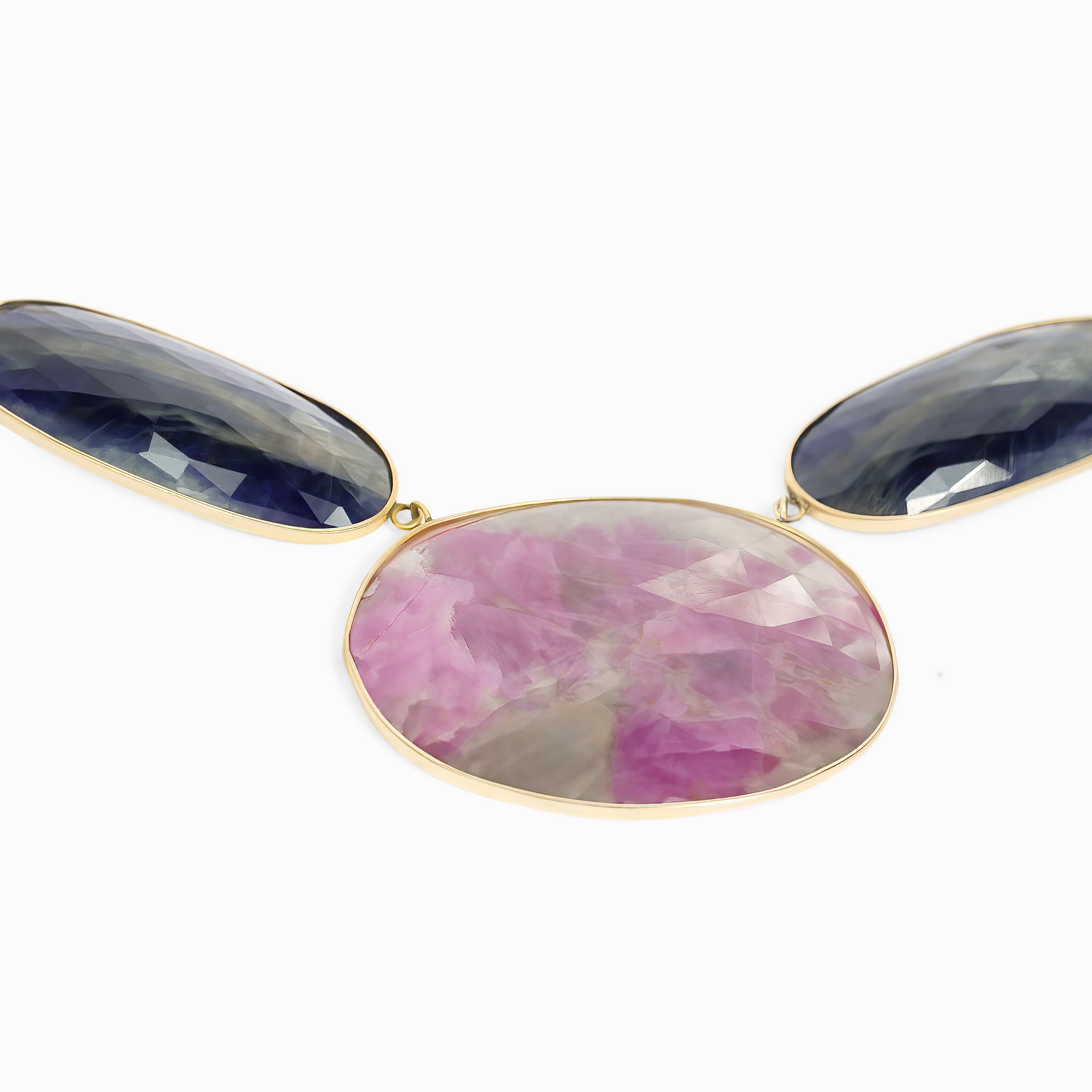 Yellow Gold Gemstone Necklace with Sapphire Stones