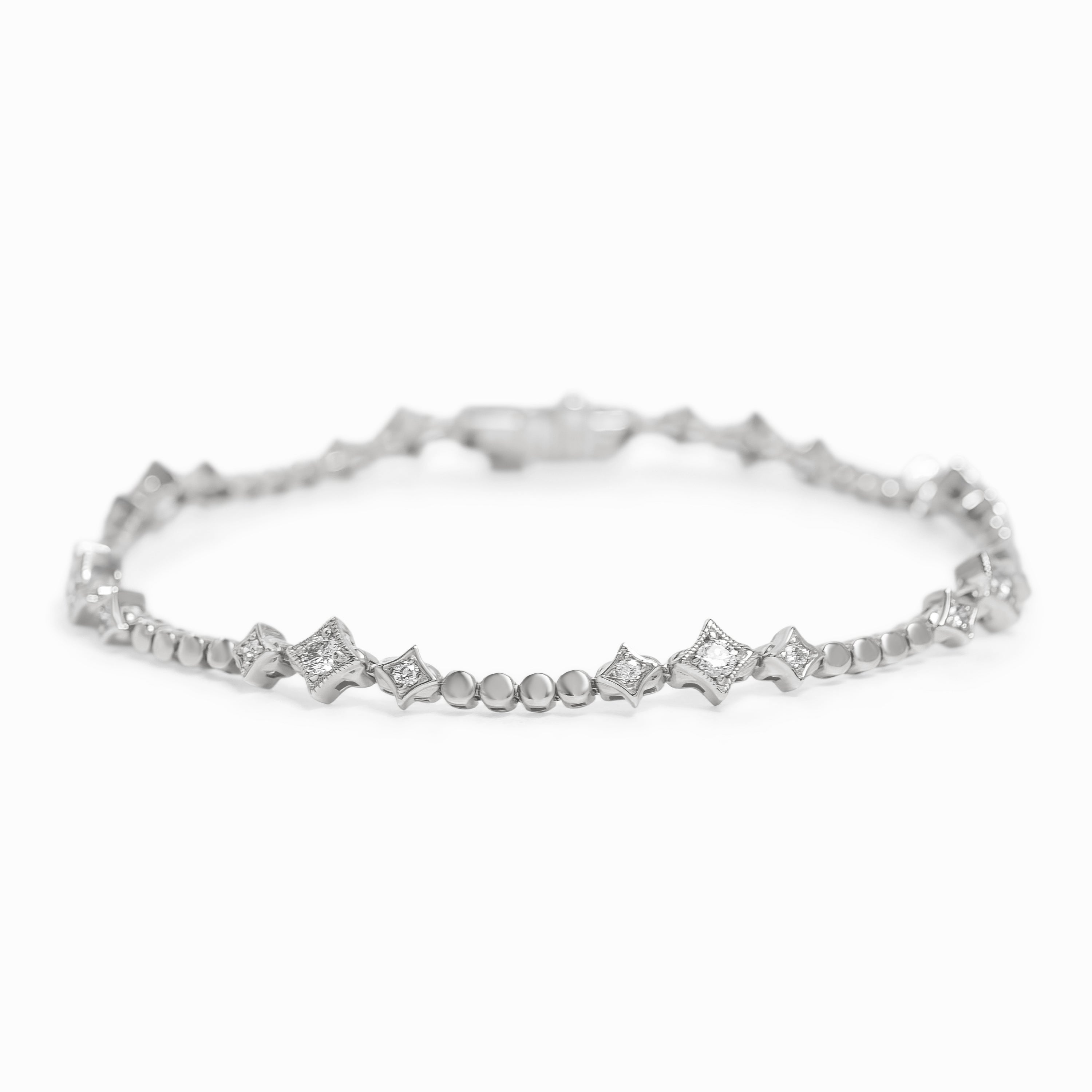 White Gold Gemstone Bracelet with Diamond Only Stones