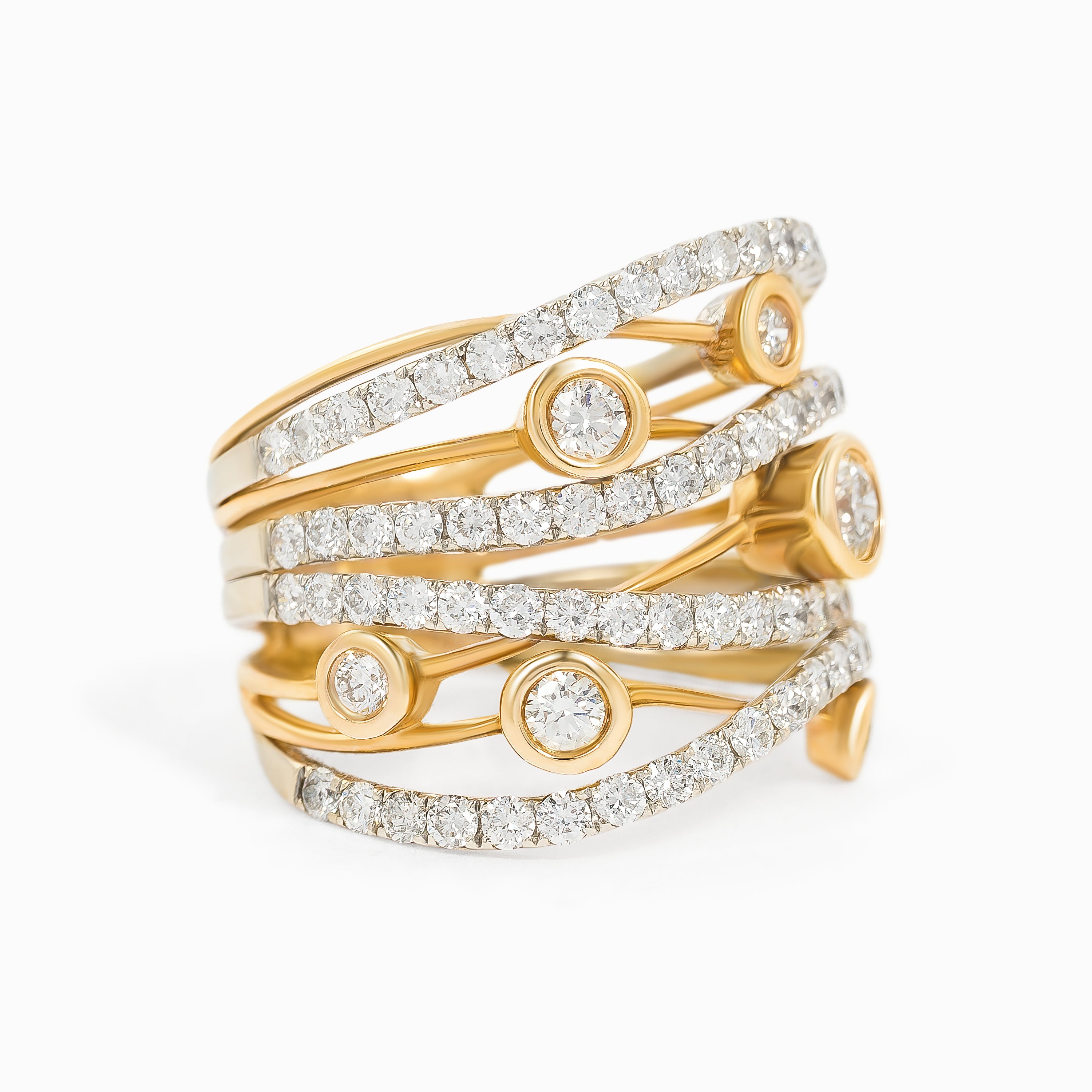 Yellow Gold Rose Gold Ring with Diamond Only Stones