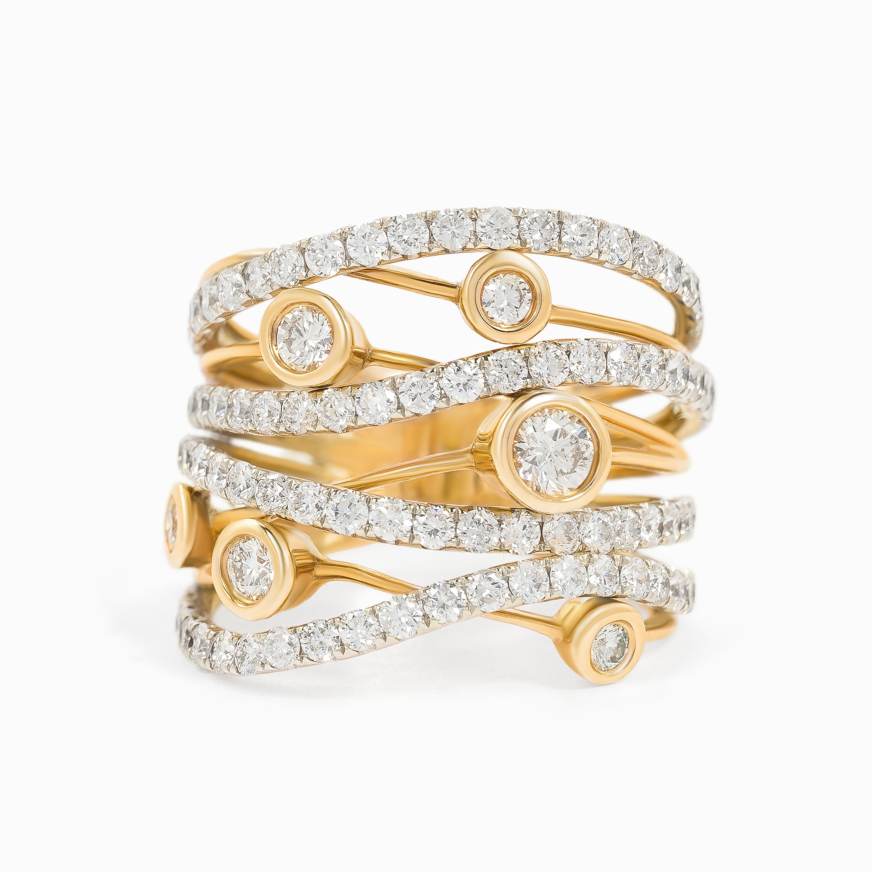 Yellow Gold Rose Gold Ring with Diamond Only Stones