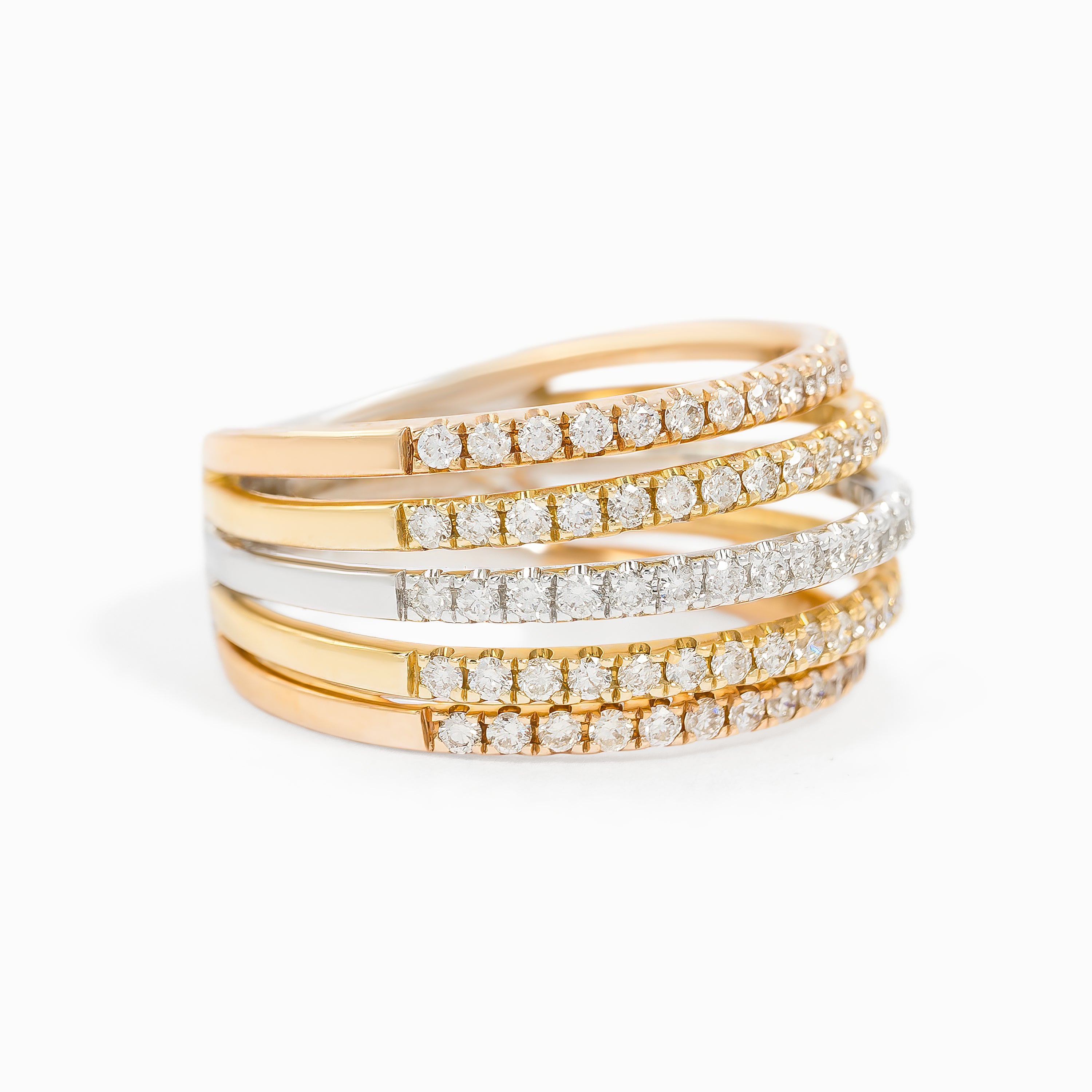 Yellow Gold White Gold Ring with Diamond Only Stones