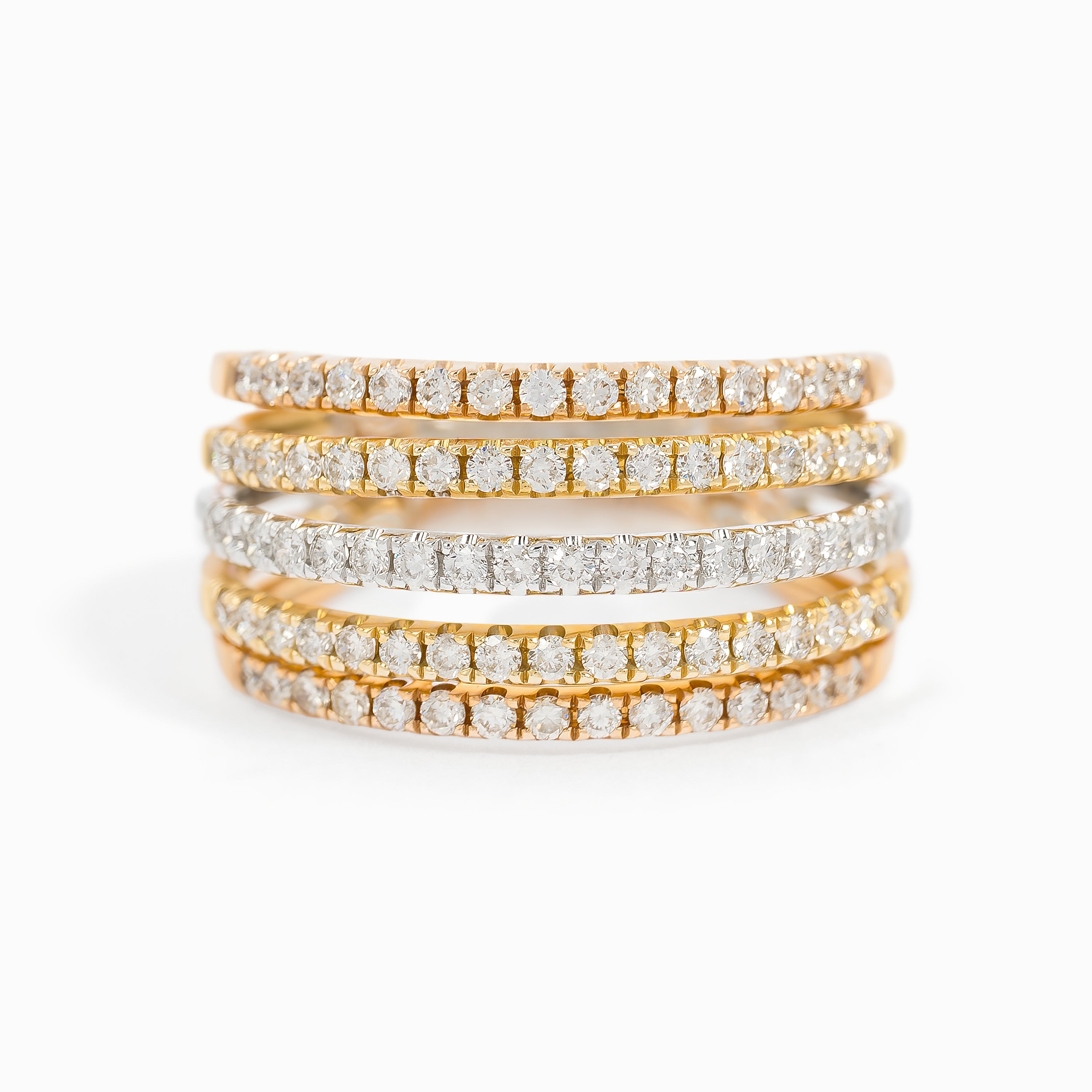 Yellow Gold White Gold Ring with Diamond Only Stones