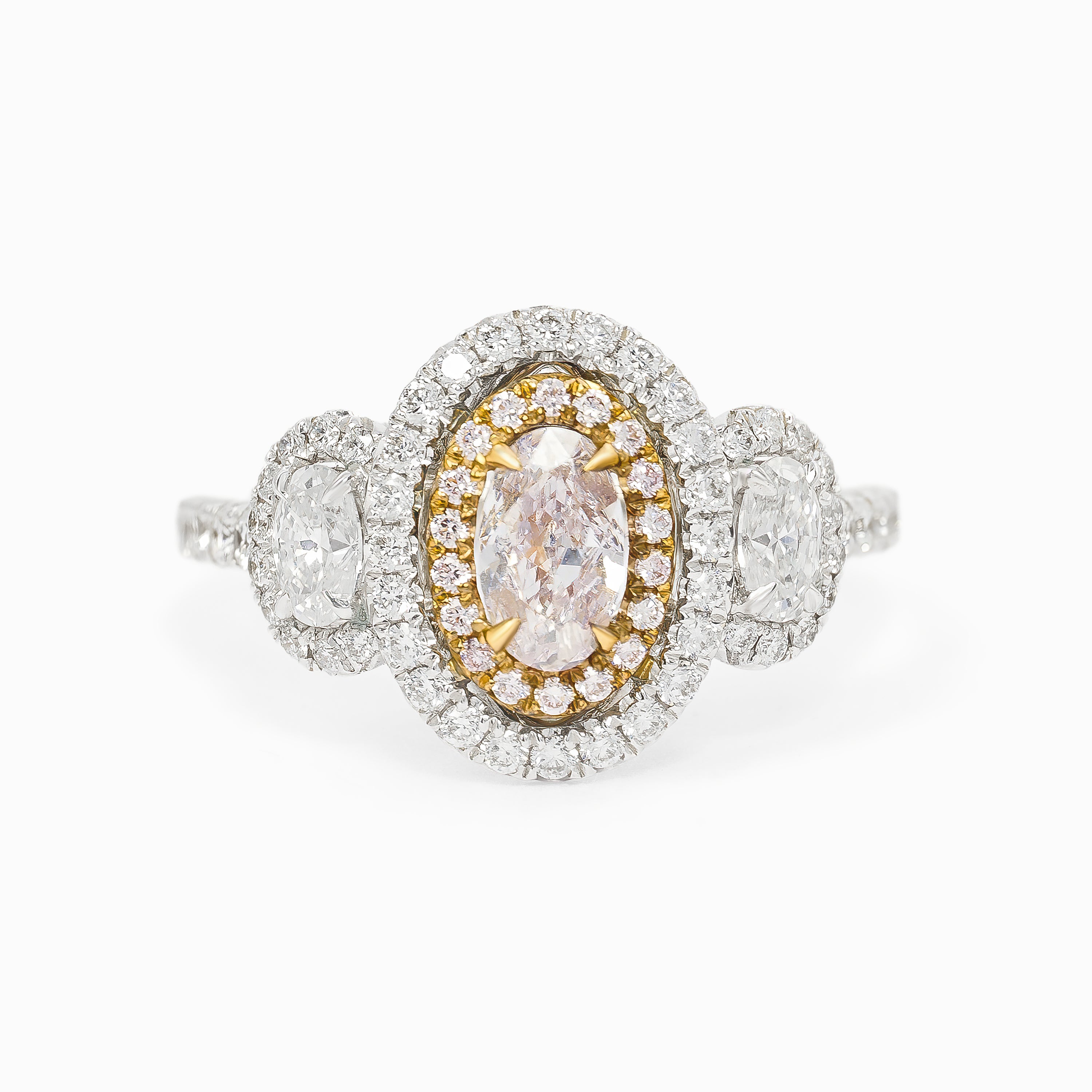 White Gold Ring with Pink Diamond, Diamond Only Stones