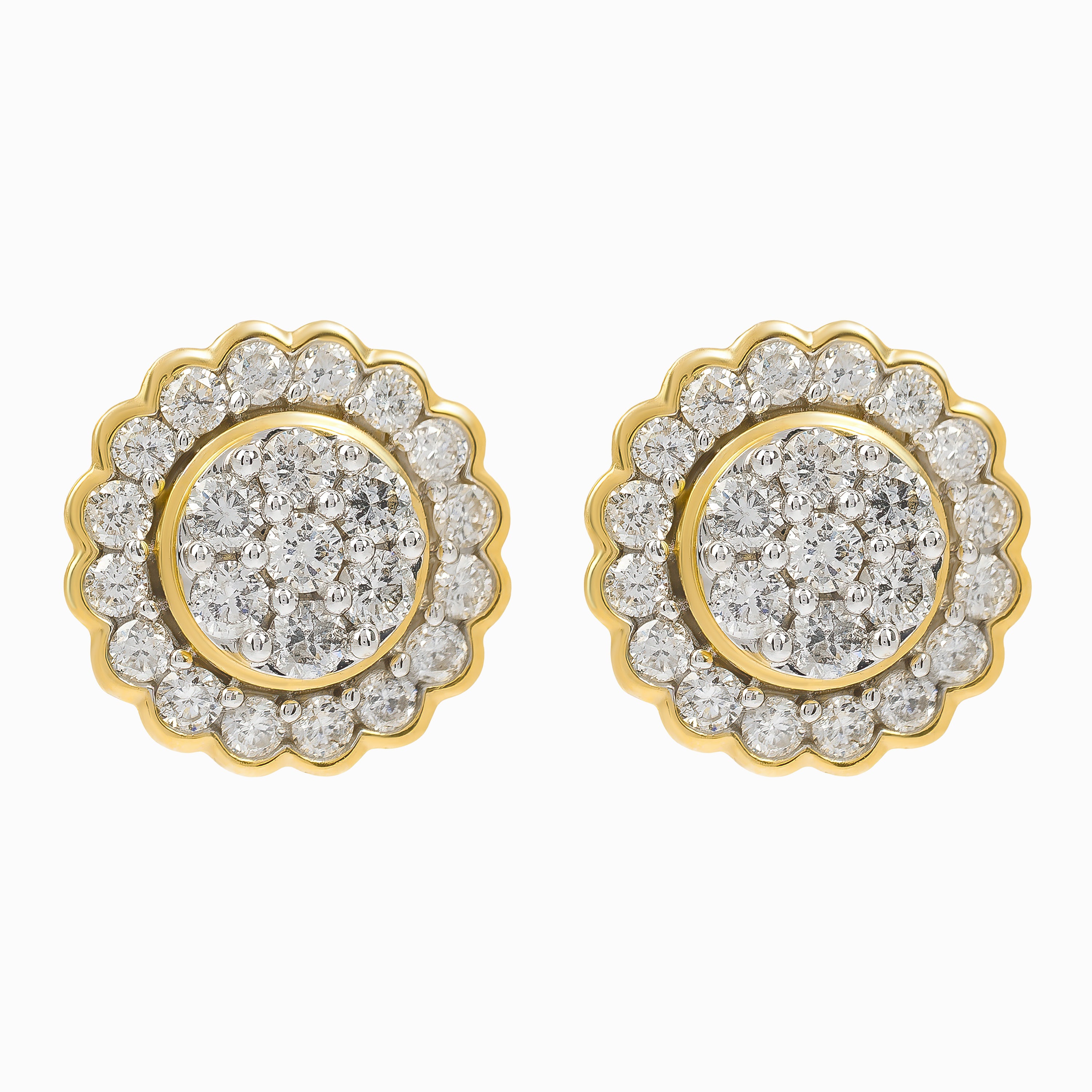 White Gold Stud Earrings with Diamond Only Stones