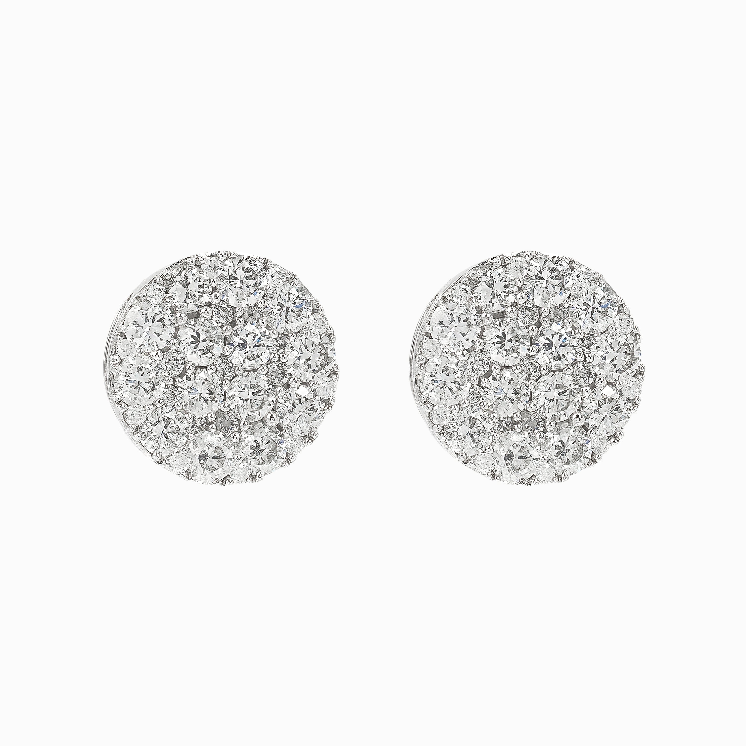 White Gold Stud Earrings with Diamond Only Stones