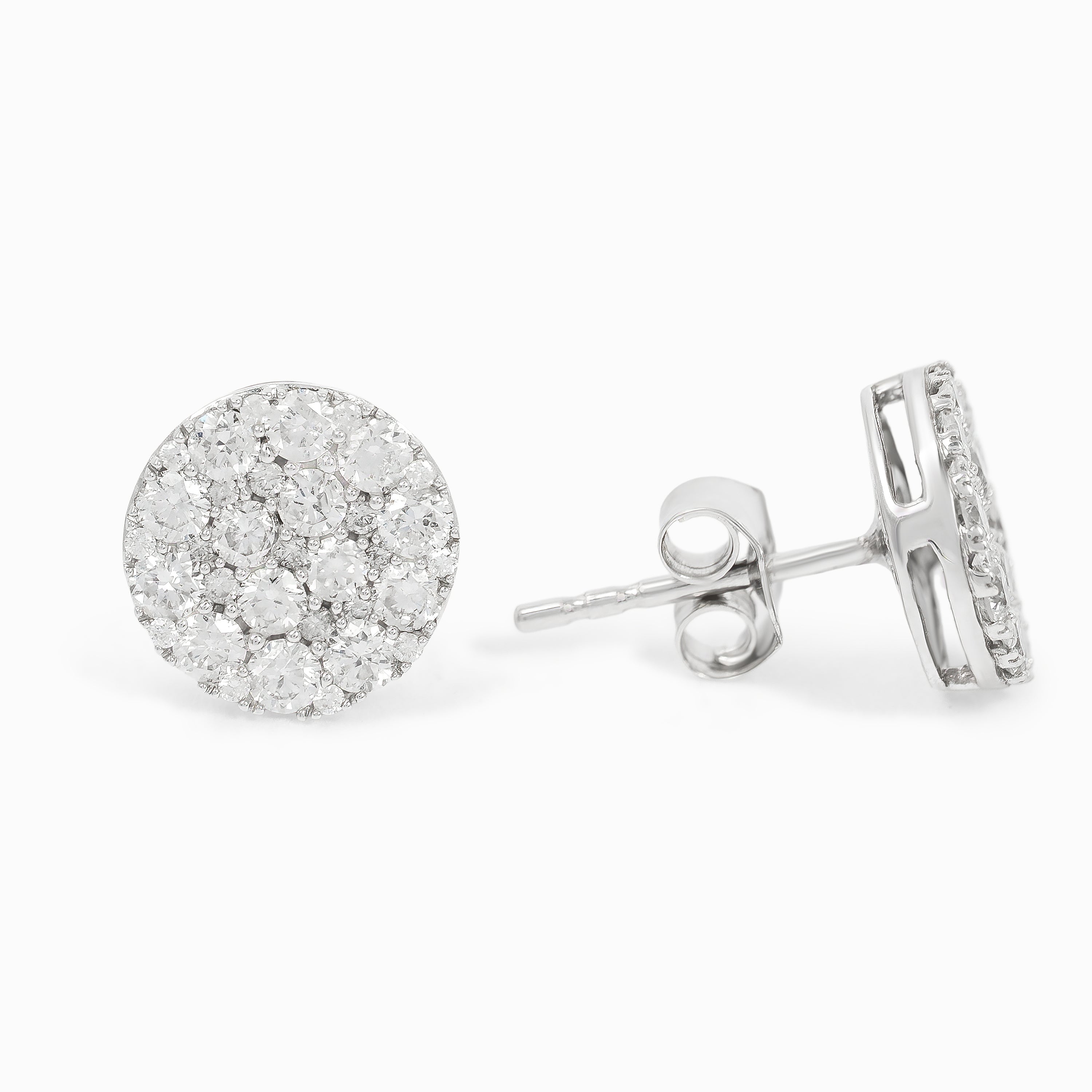 White Gold Stud Earrings with Diamond Only Stones