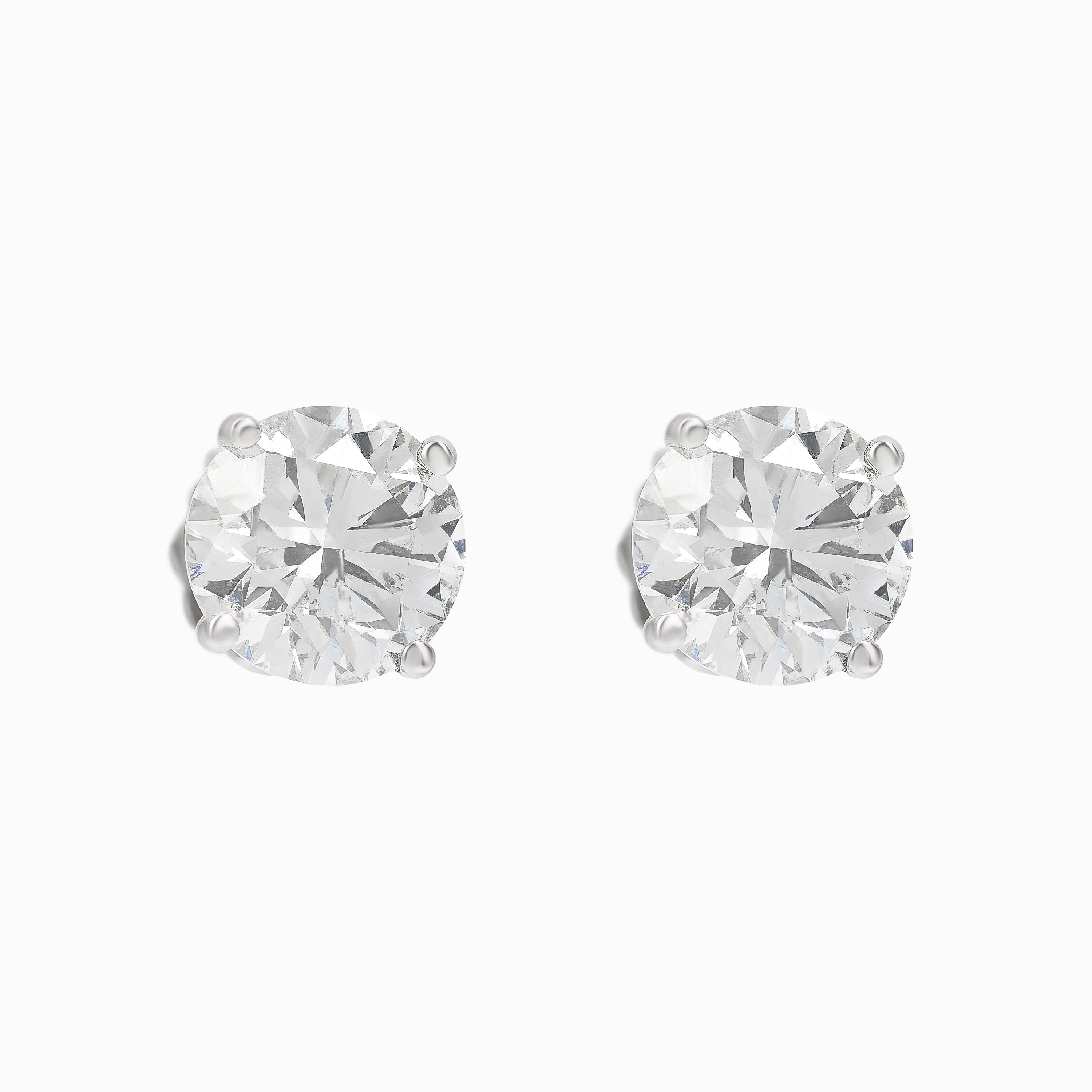 White Gold Stud Earrings with Diamond Only Stones
