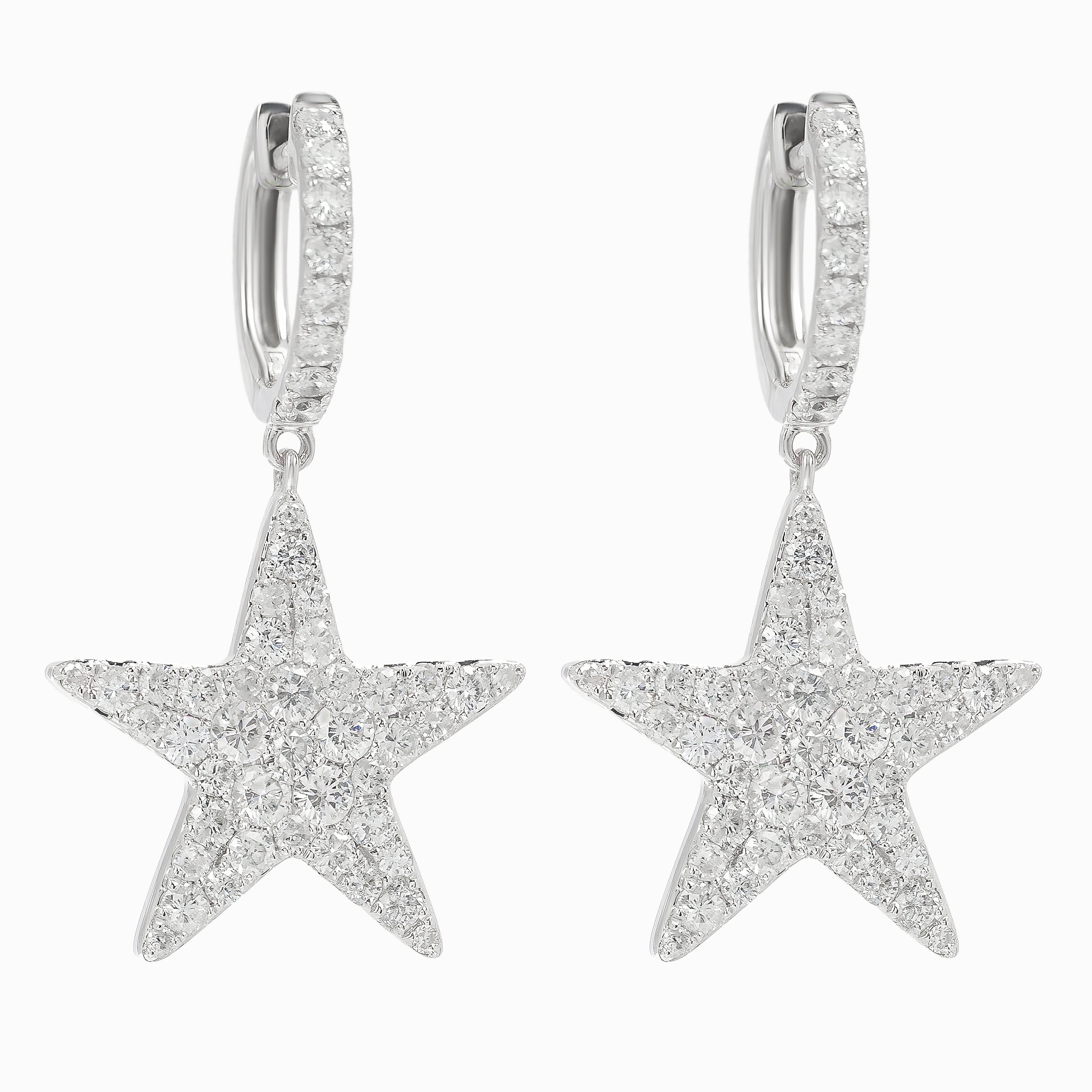 White Gold Drop Earrings with Diamond Only Stones