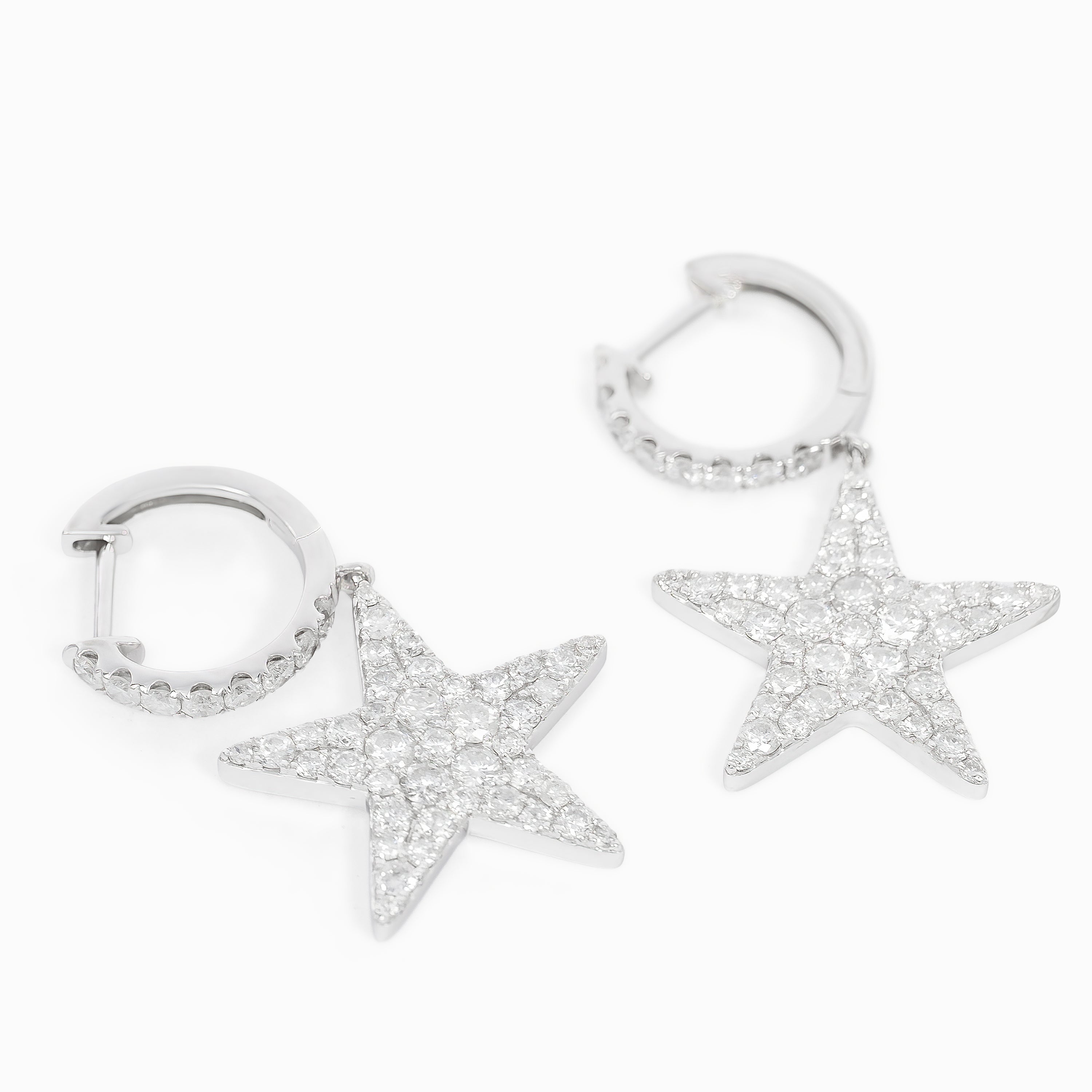 White Gold Drop Earrings with Diamond Only Stones