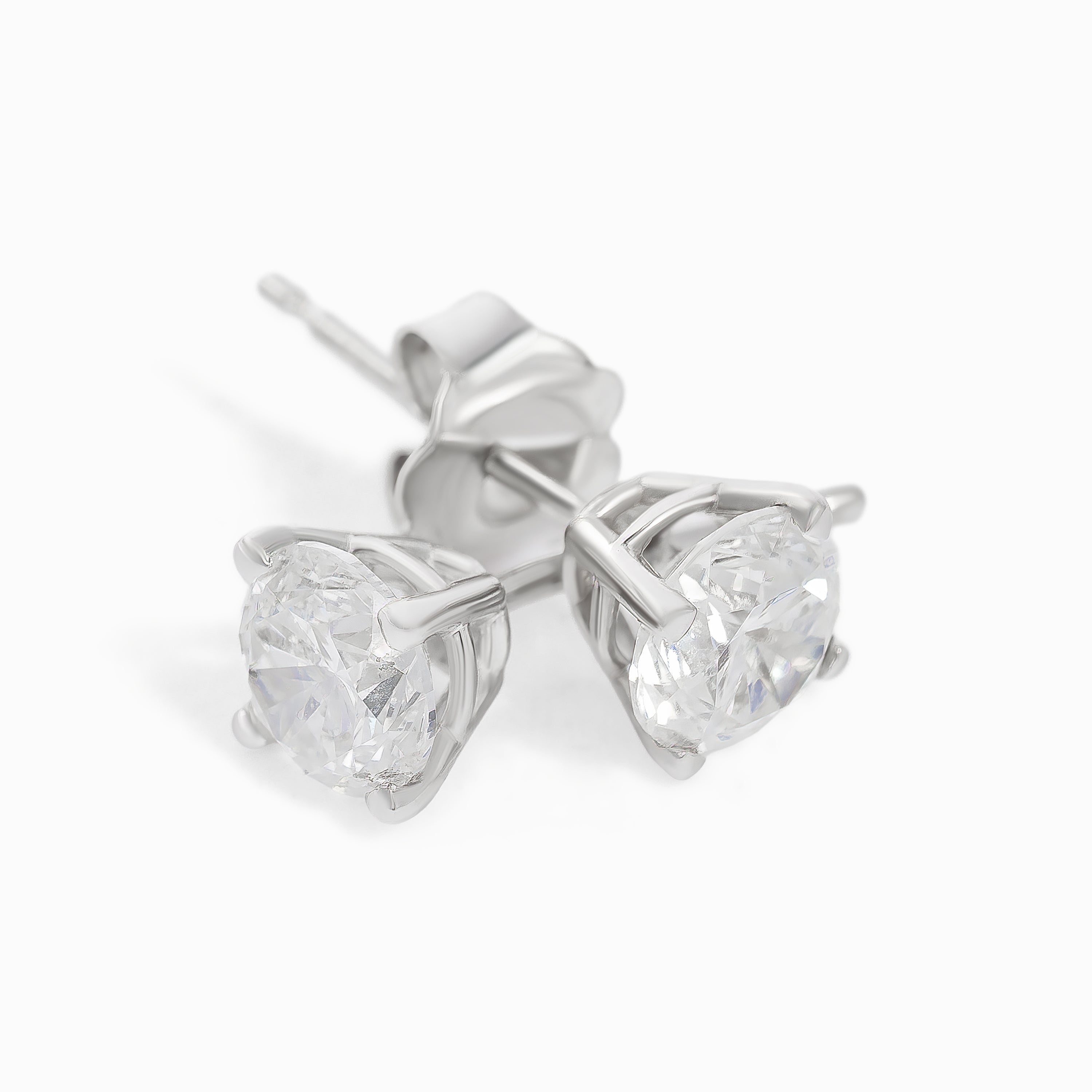 White Gold Stud Earrings with Diamond Only Stones