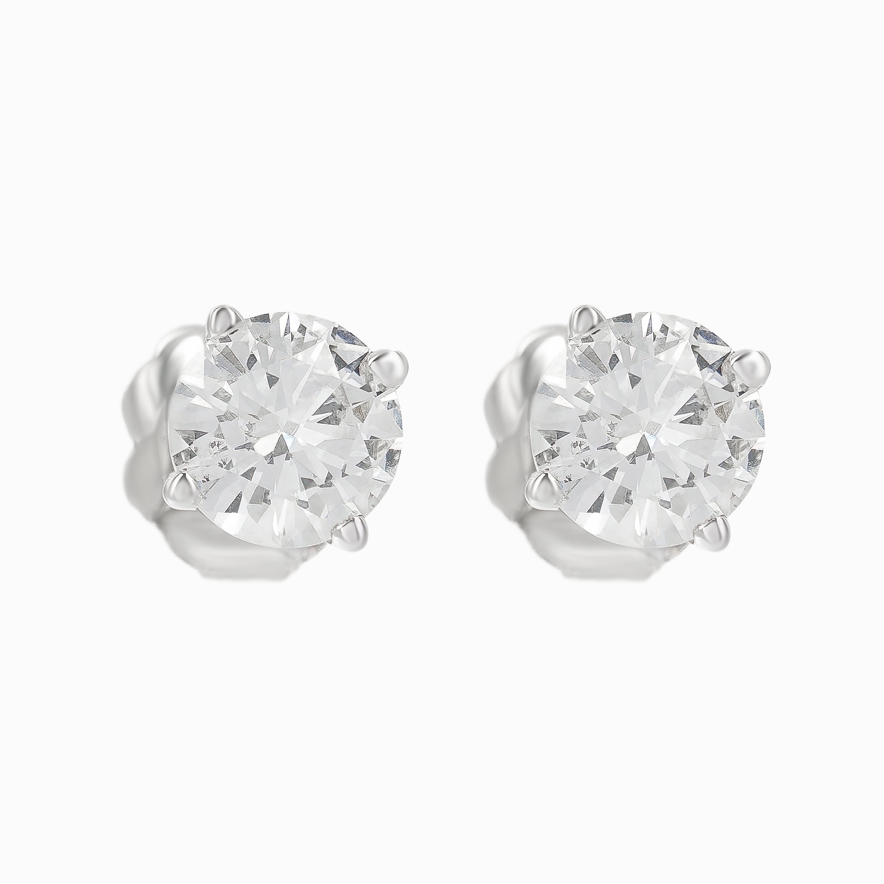 White Gold Stud Earrings with Diamond Only Stones