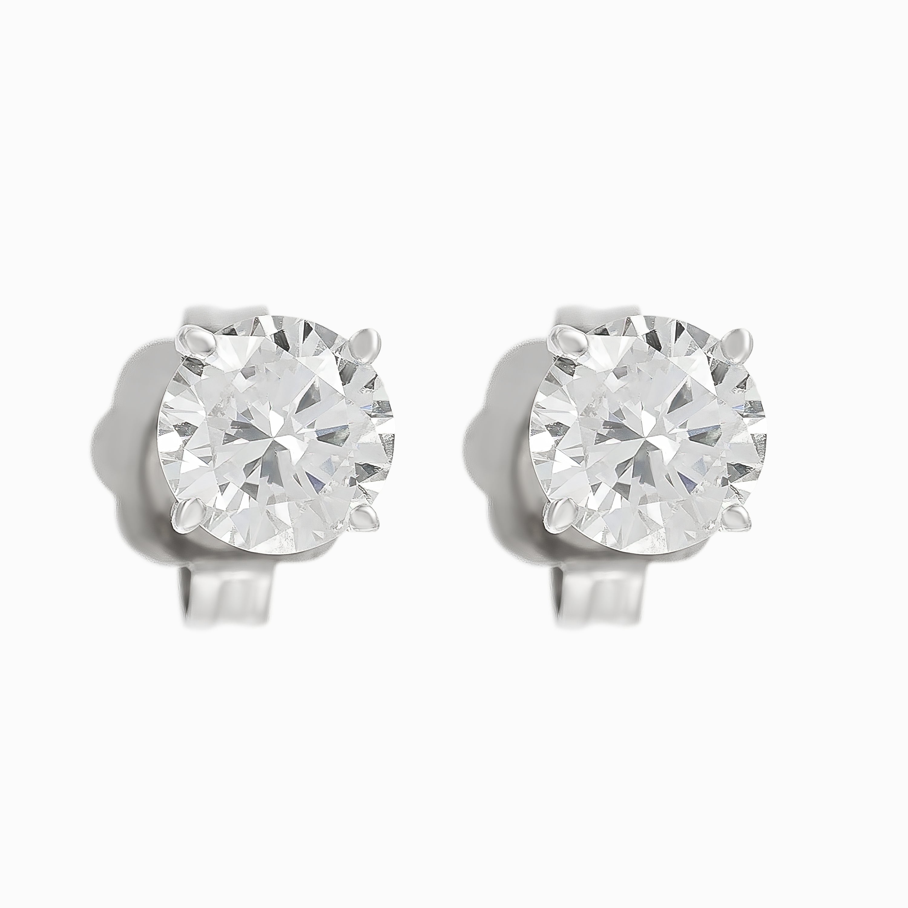 White Gold Stud Earrings with Diamond Only Stones