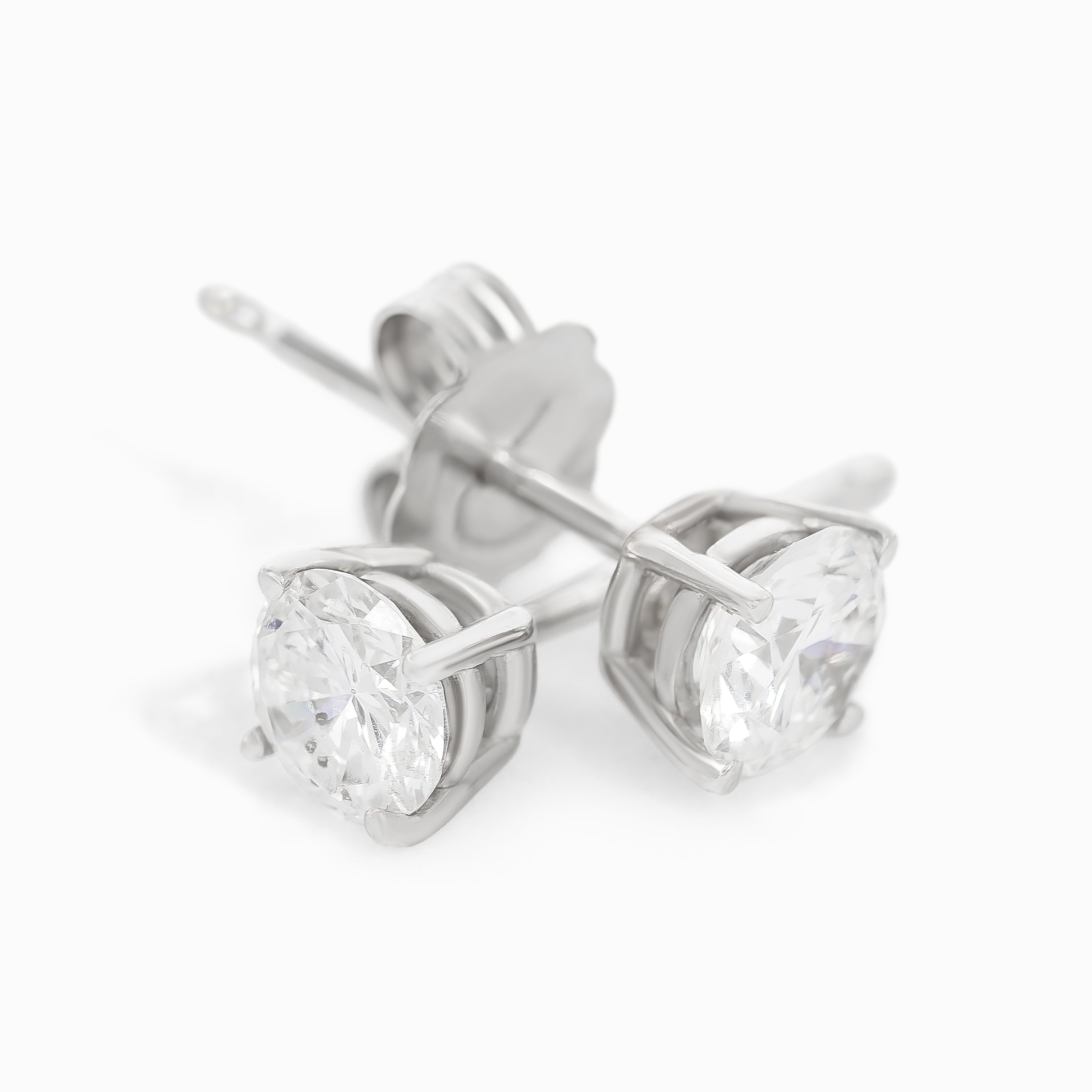 White Gold Stud Earrings with Diamond Only Stones