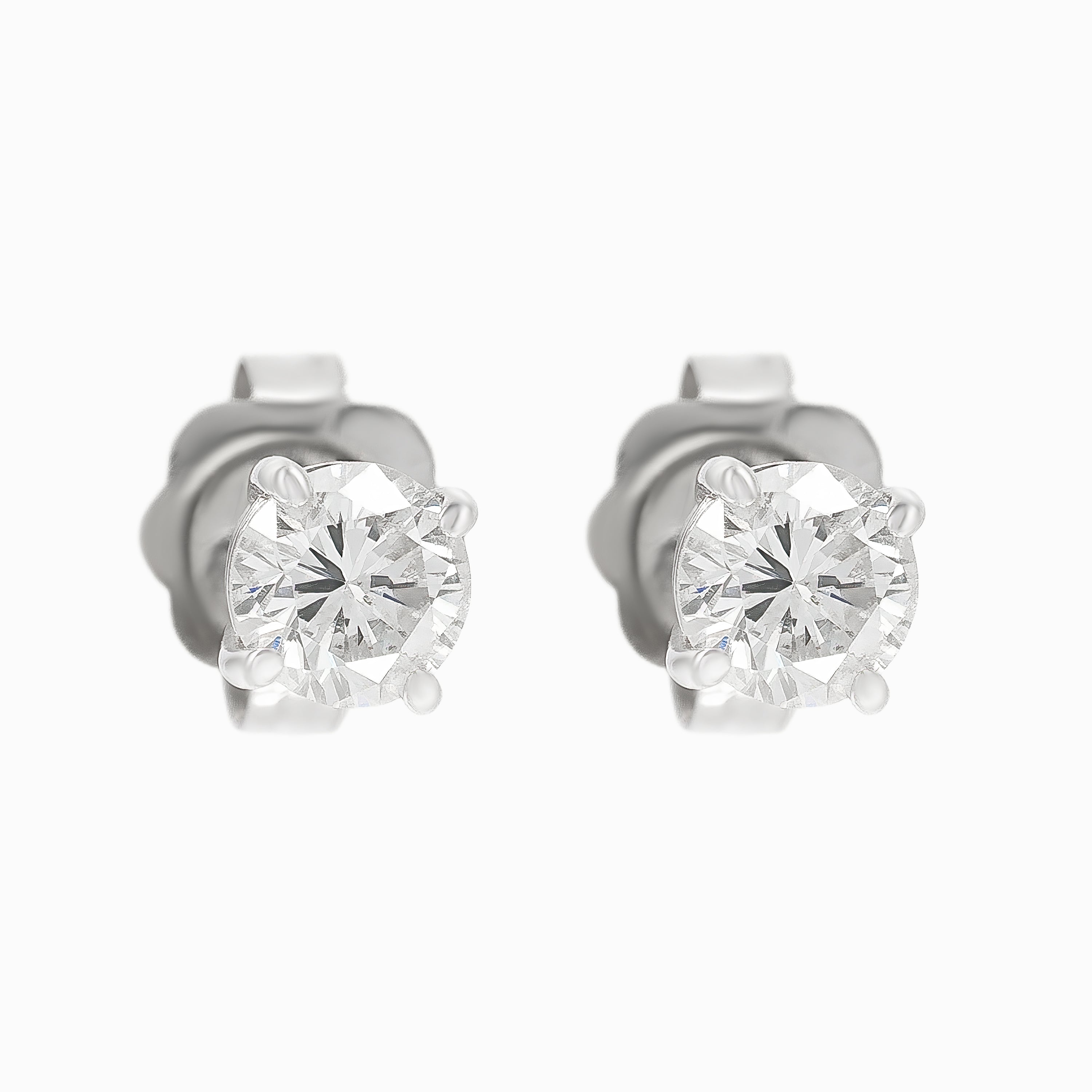 White Gold Stud Earrings with Diamond Only Stones