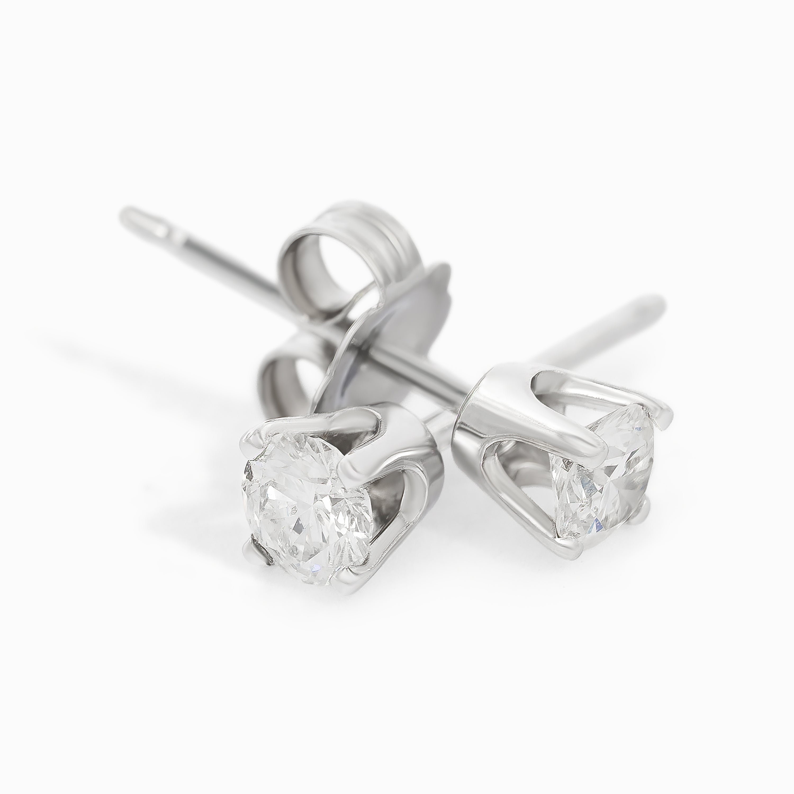 White Gold Stud Earrings with Diamond Only Stones