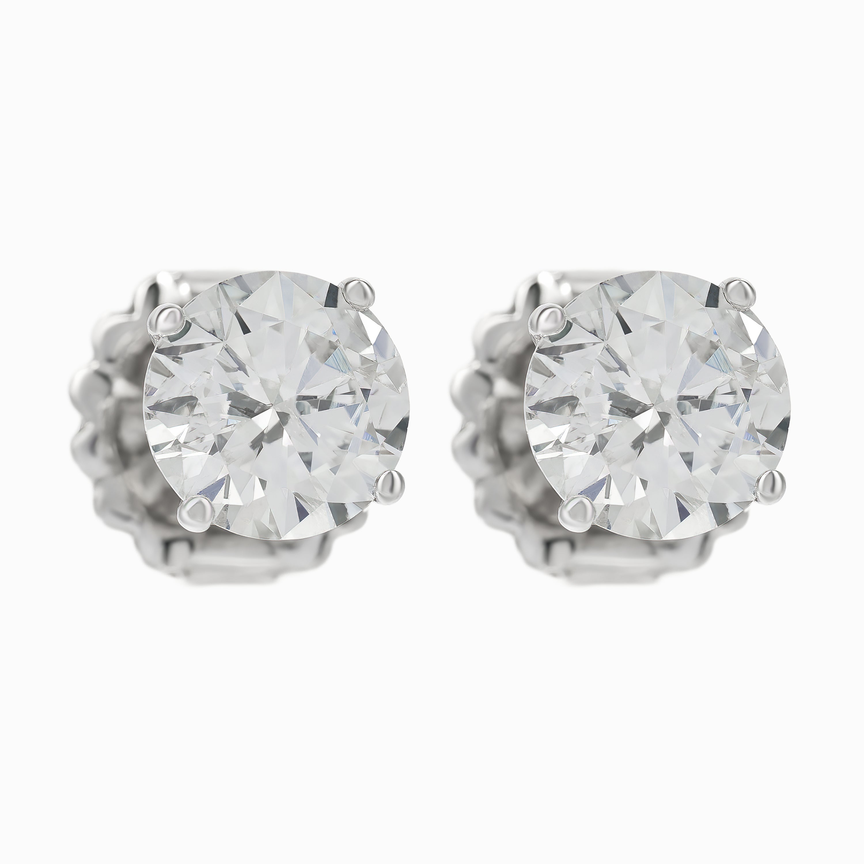 White Gold Stud Earrings with Diamond Only Stones