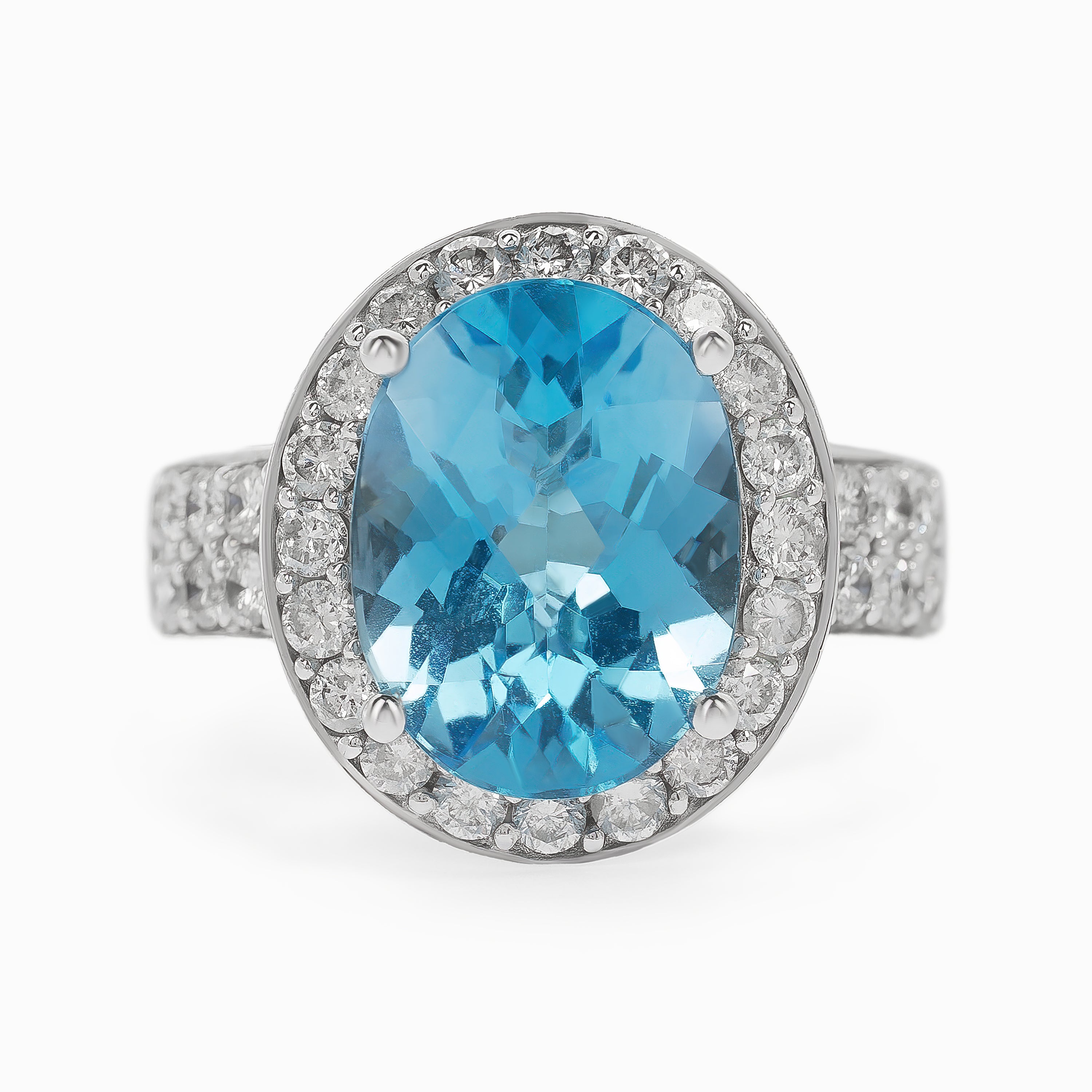 White Gold Ring with Diamond, Topaz Stones