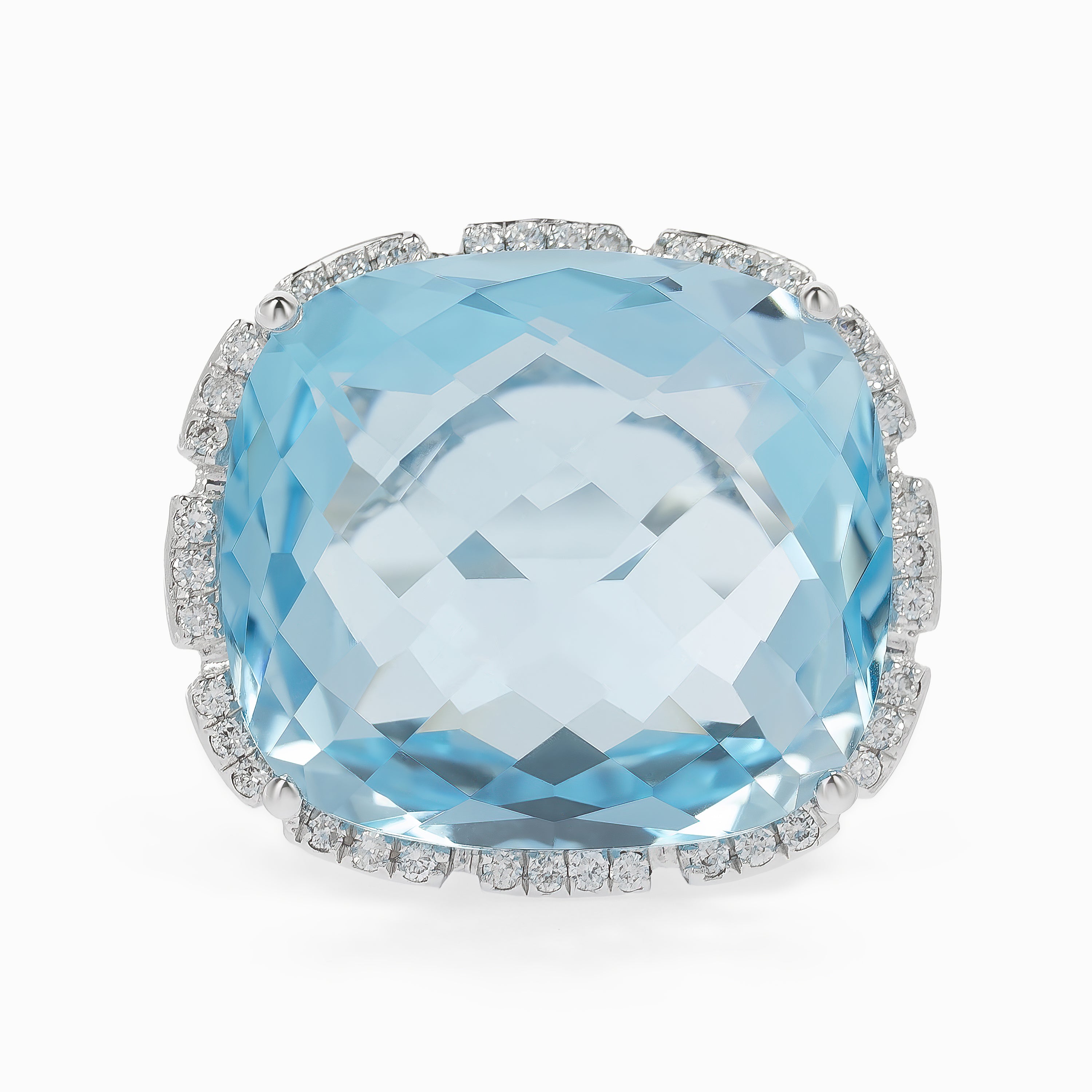 White Gold Ring with Diamond, Topaz Stones