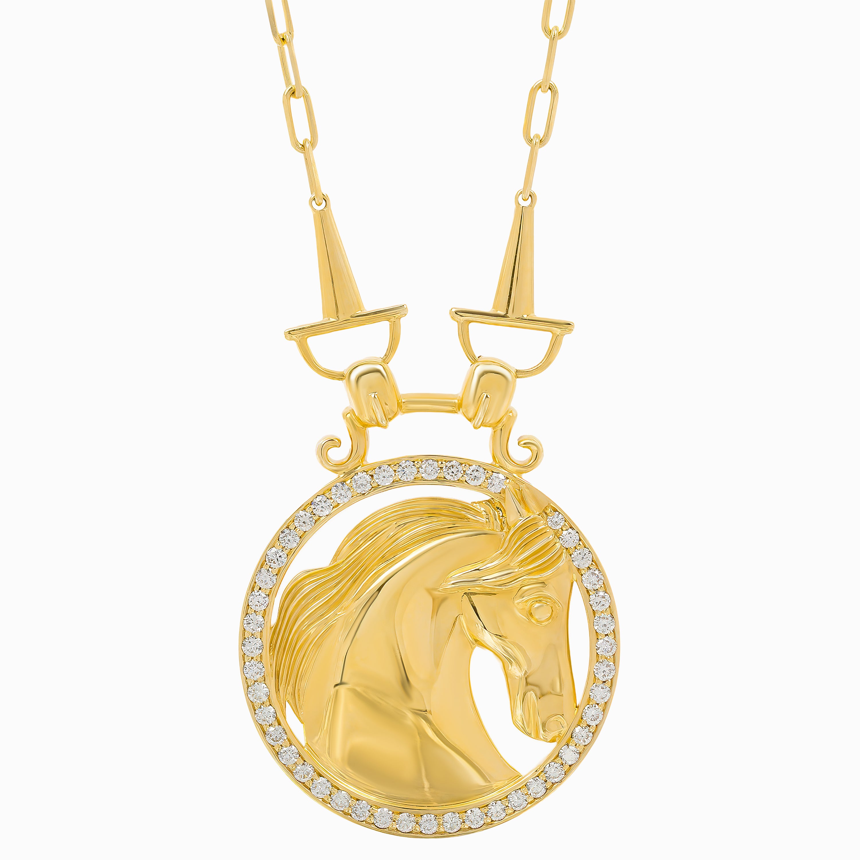 Yellow Gold Pendant Necklace with Diamond Only Stones