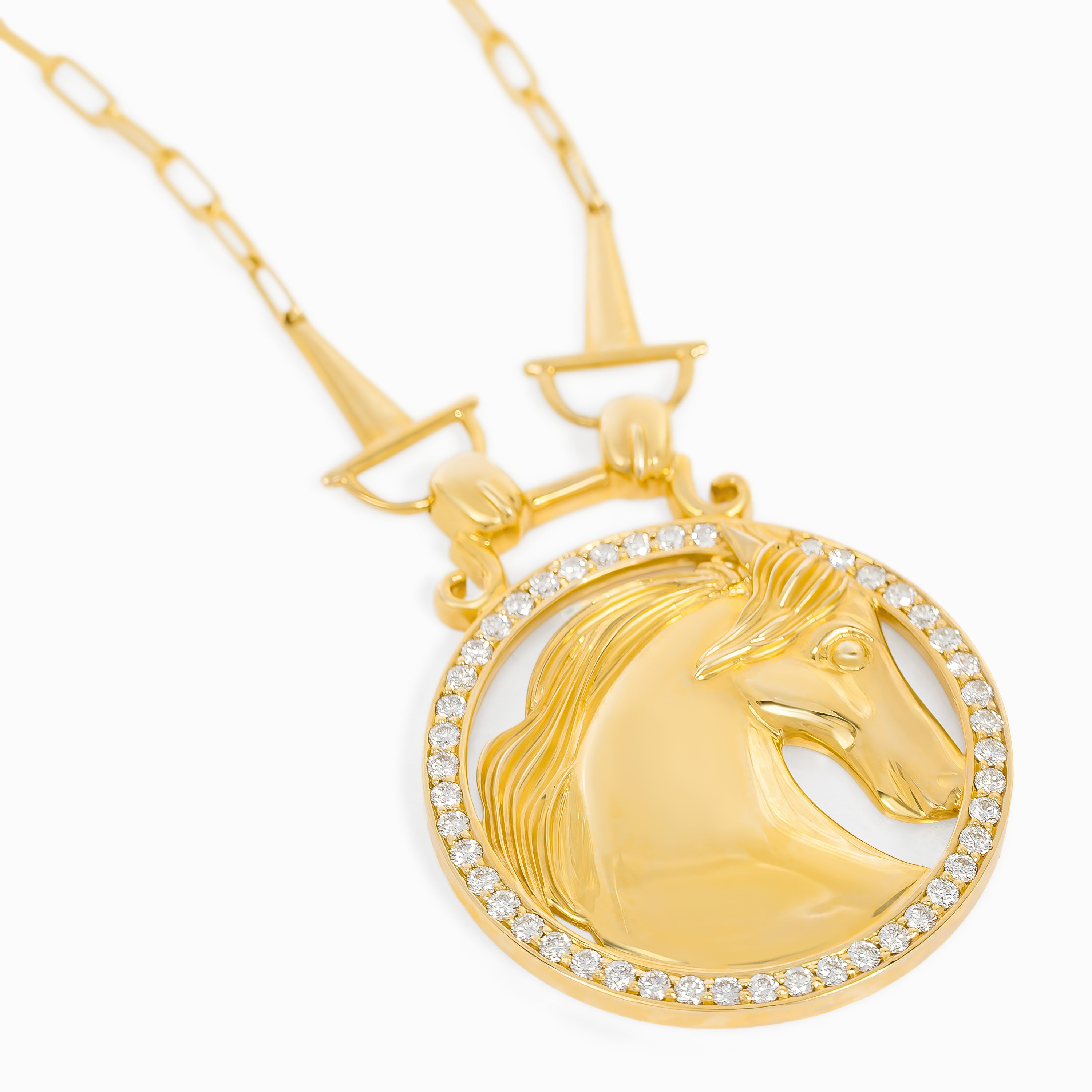 Yellow Gold Pendant Necklace with Diamond Only Stones