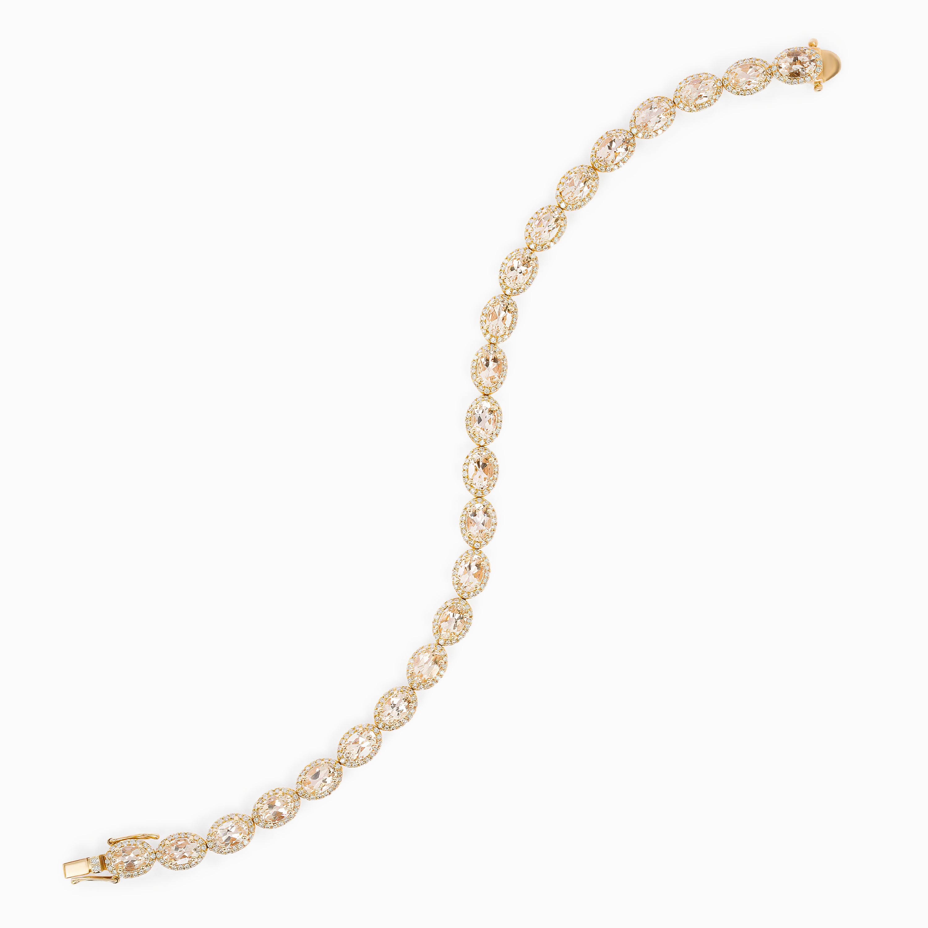 Rose Gold Gemstone Bracelet with Diamond, Morganite Stones