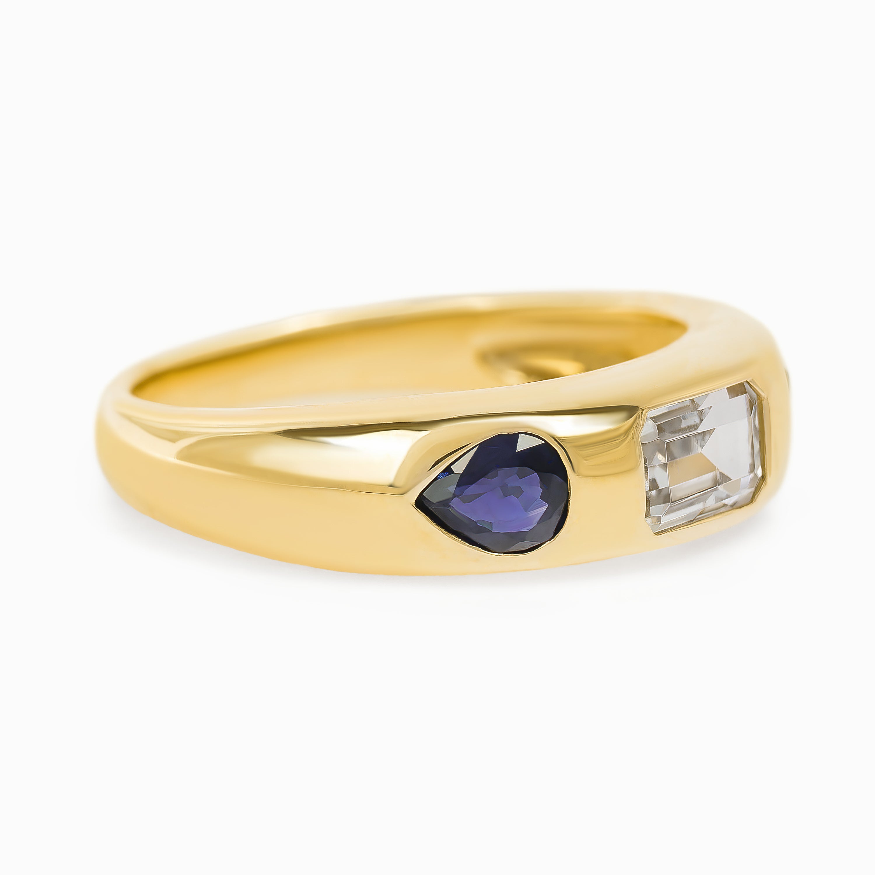 Yellow Gold Ring with Sapphire, Tourmaline Stones