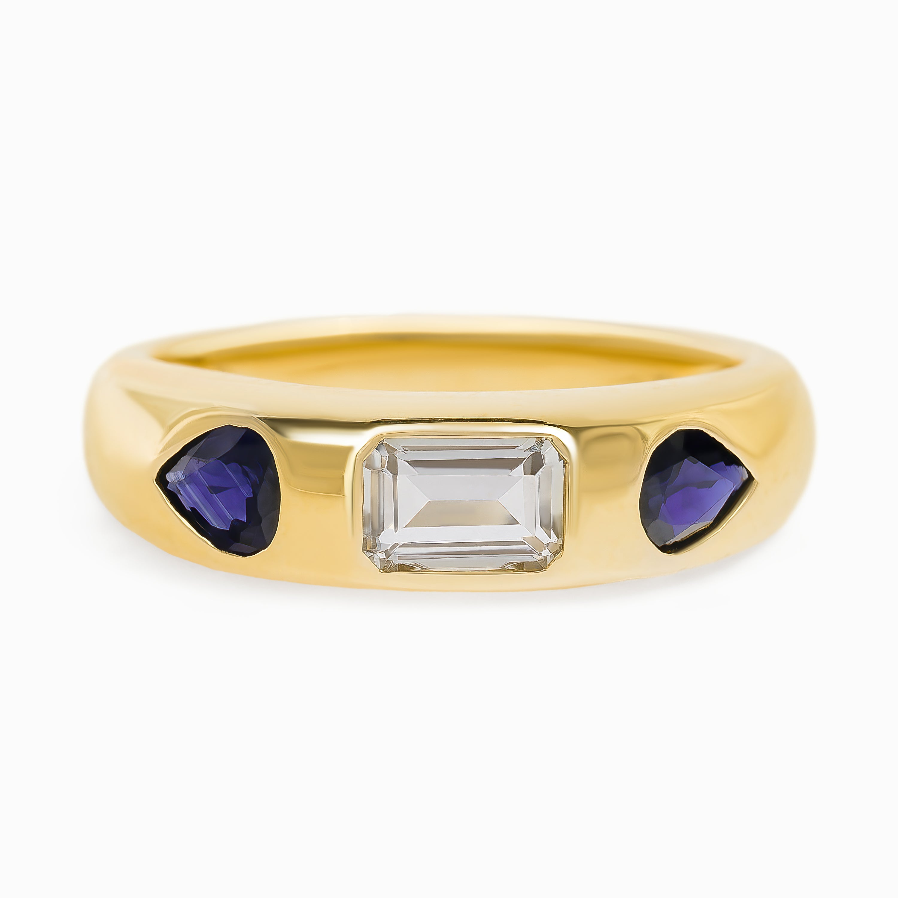 Yellow Gold Ring with Sapphire, Tourmaline Stones