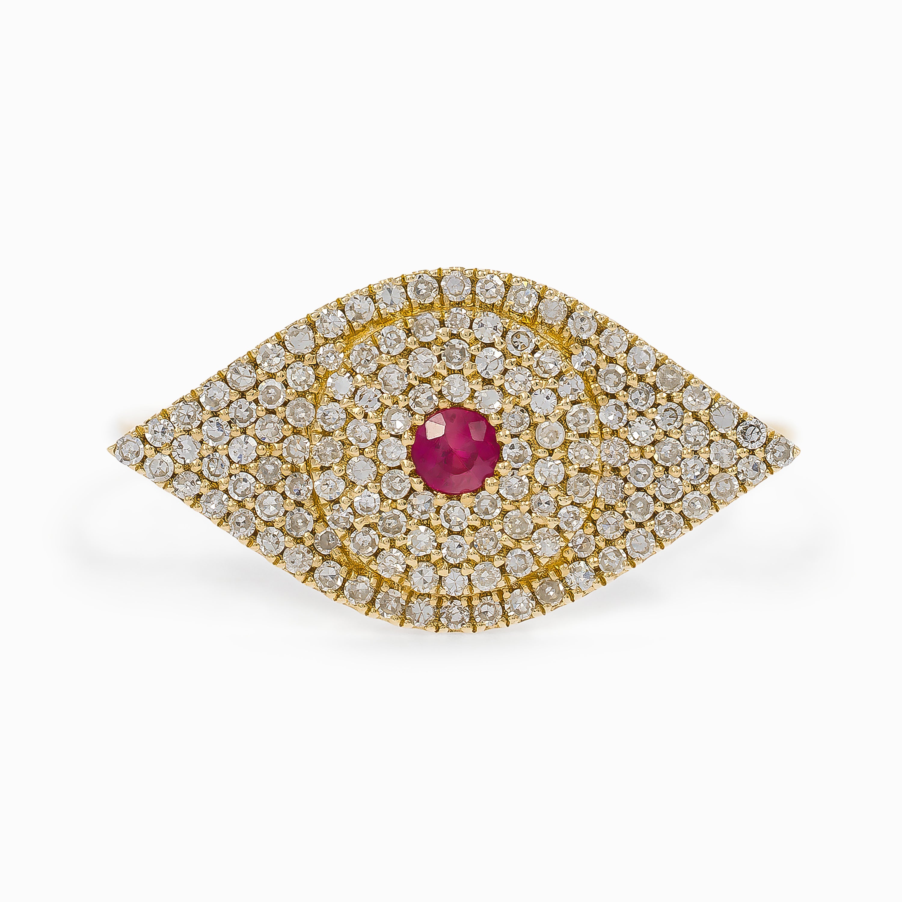 Yellow Gold Ring with Diamond, Ruby Stones