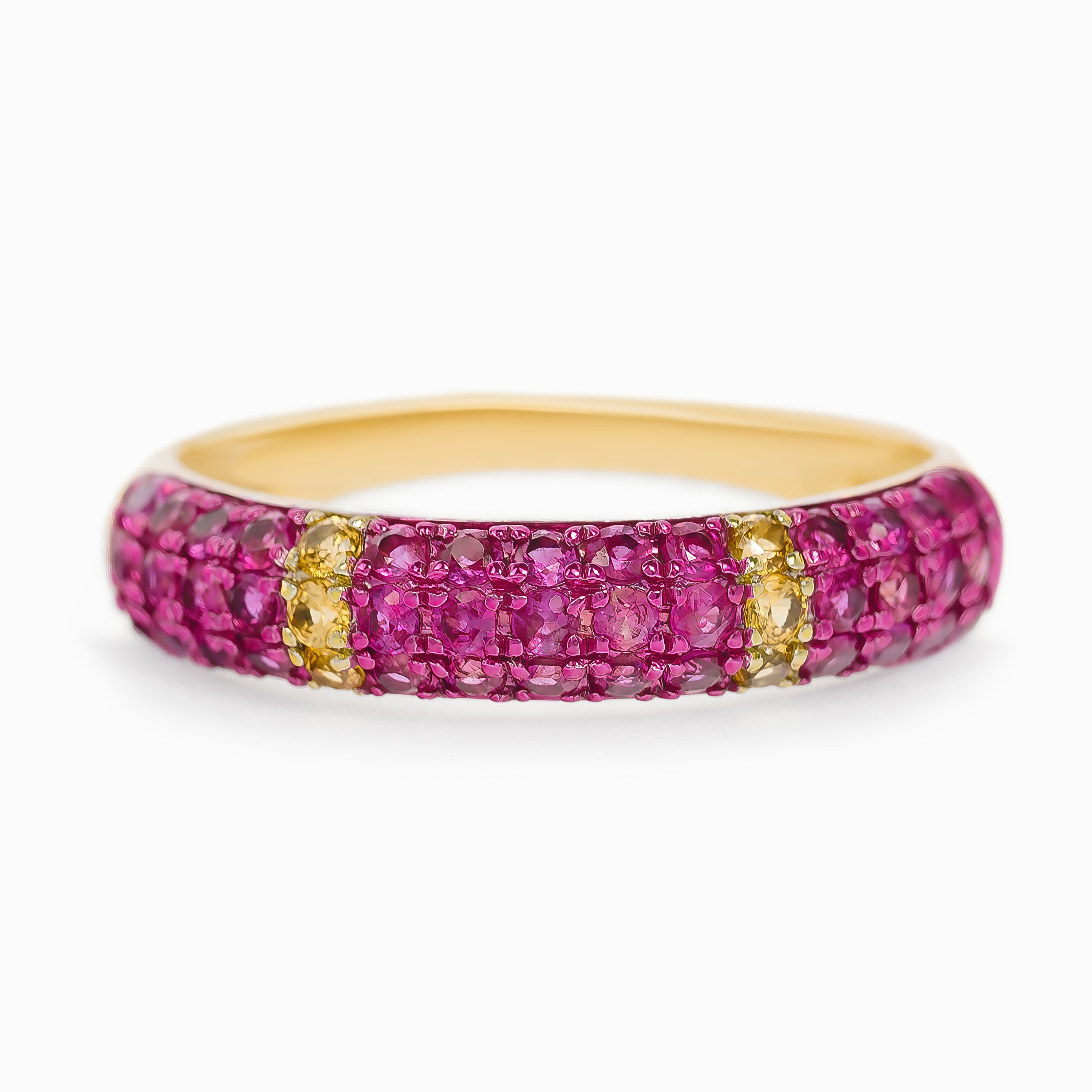 Yellow Gold Ring with Ruby Stones