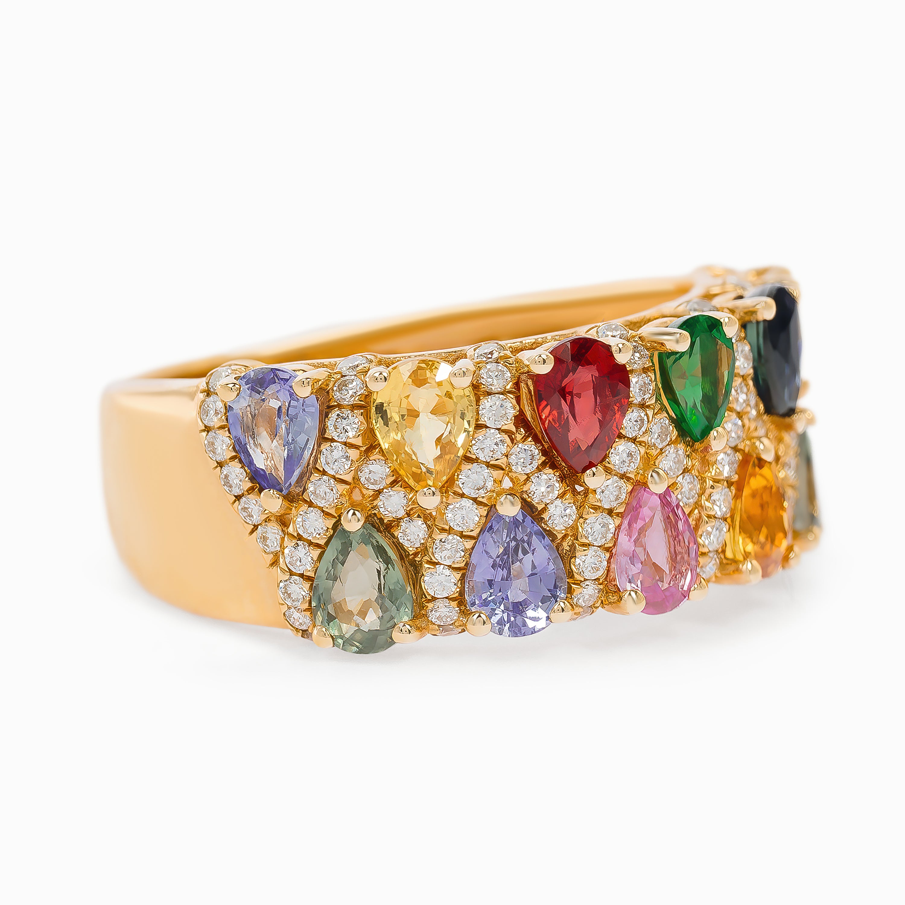 Rose Gold Ring with Diamond, Sapphire Stones