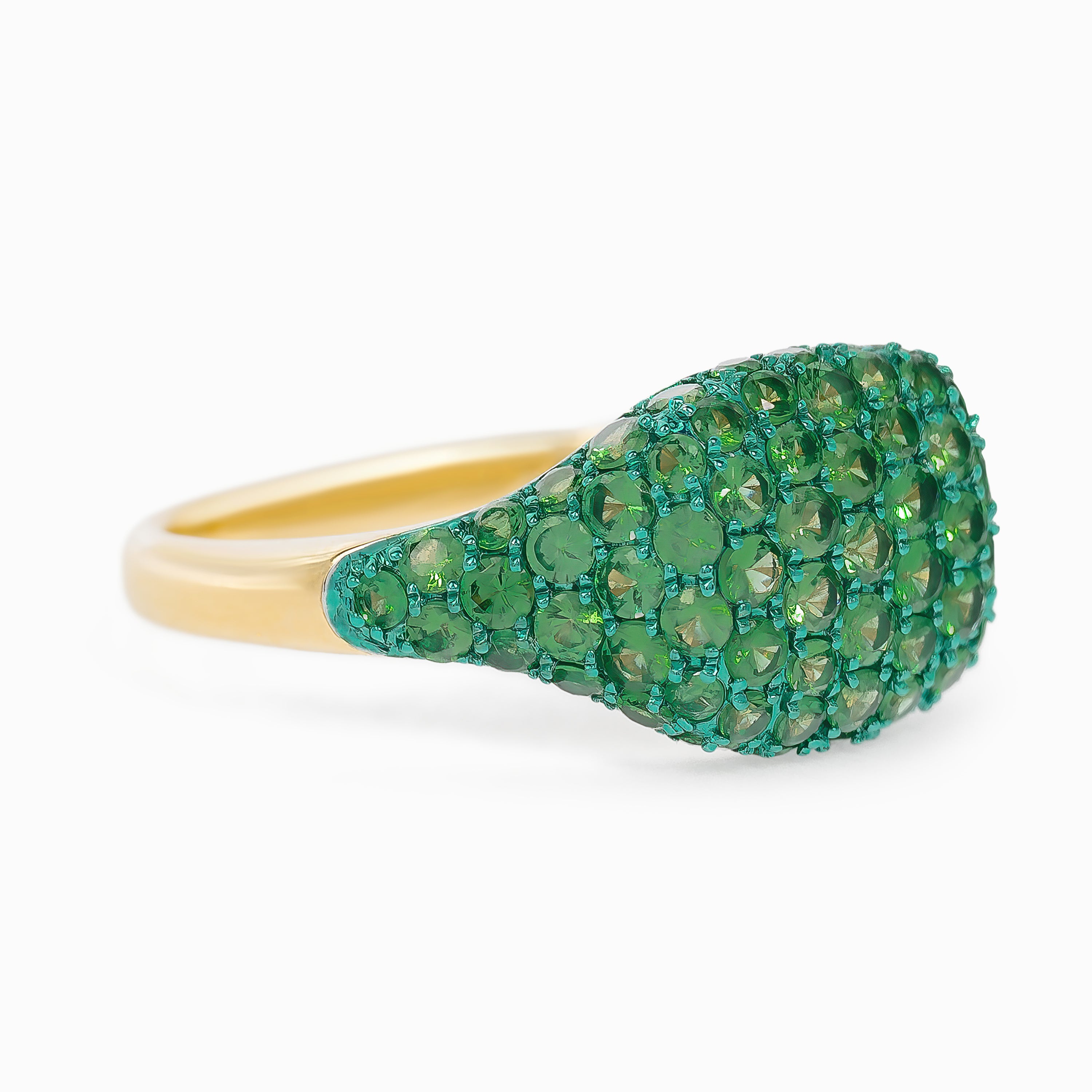 Yellow Gold Ring with Tsavorite Stones