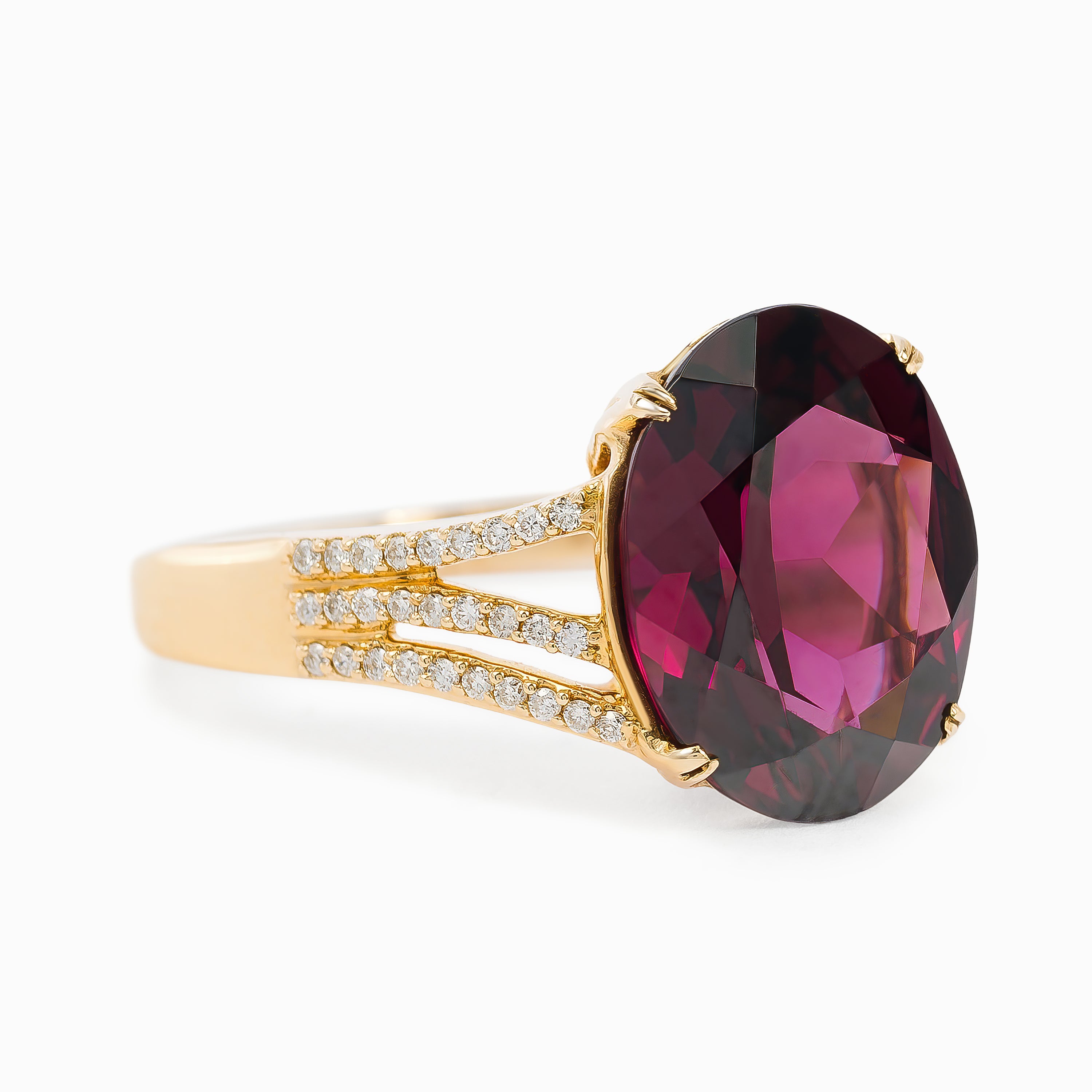 Rose Gold Ring with Rhodolite Stones
